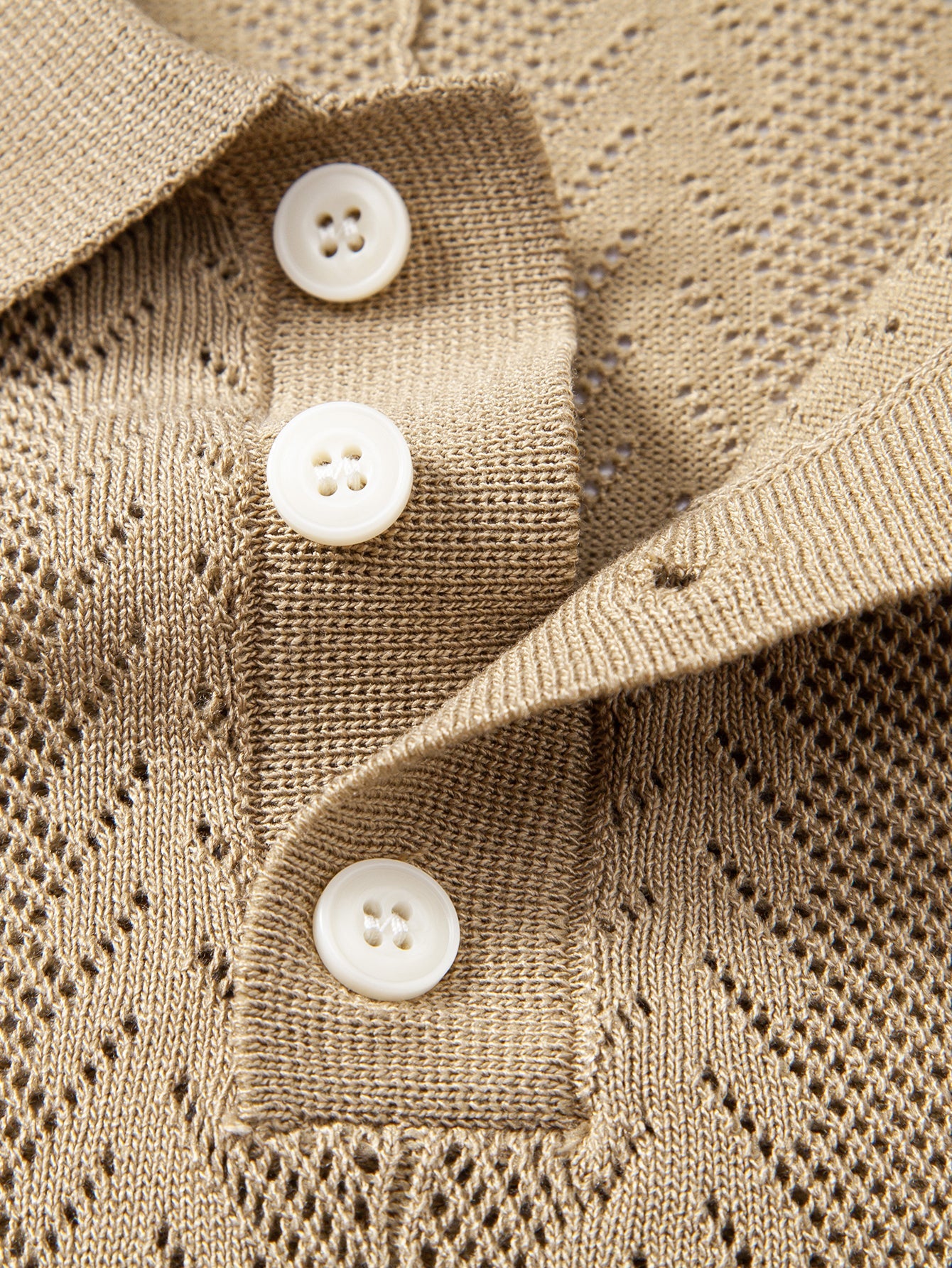 Geometric Jacquard Open Knit Polo
