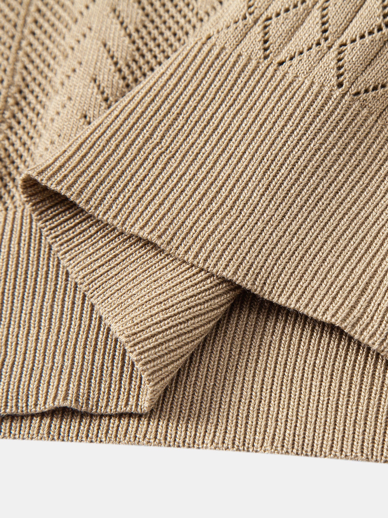 Geometric Jacquard Open Knit Polo