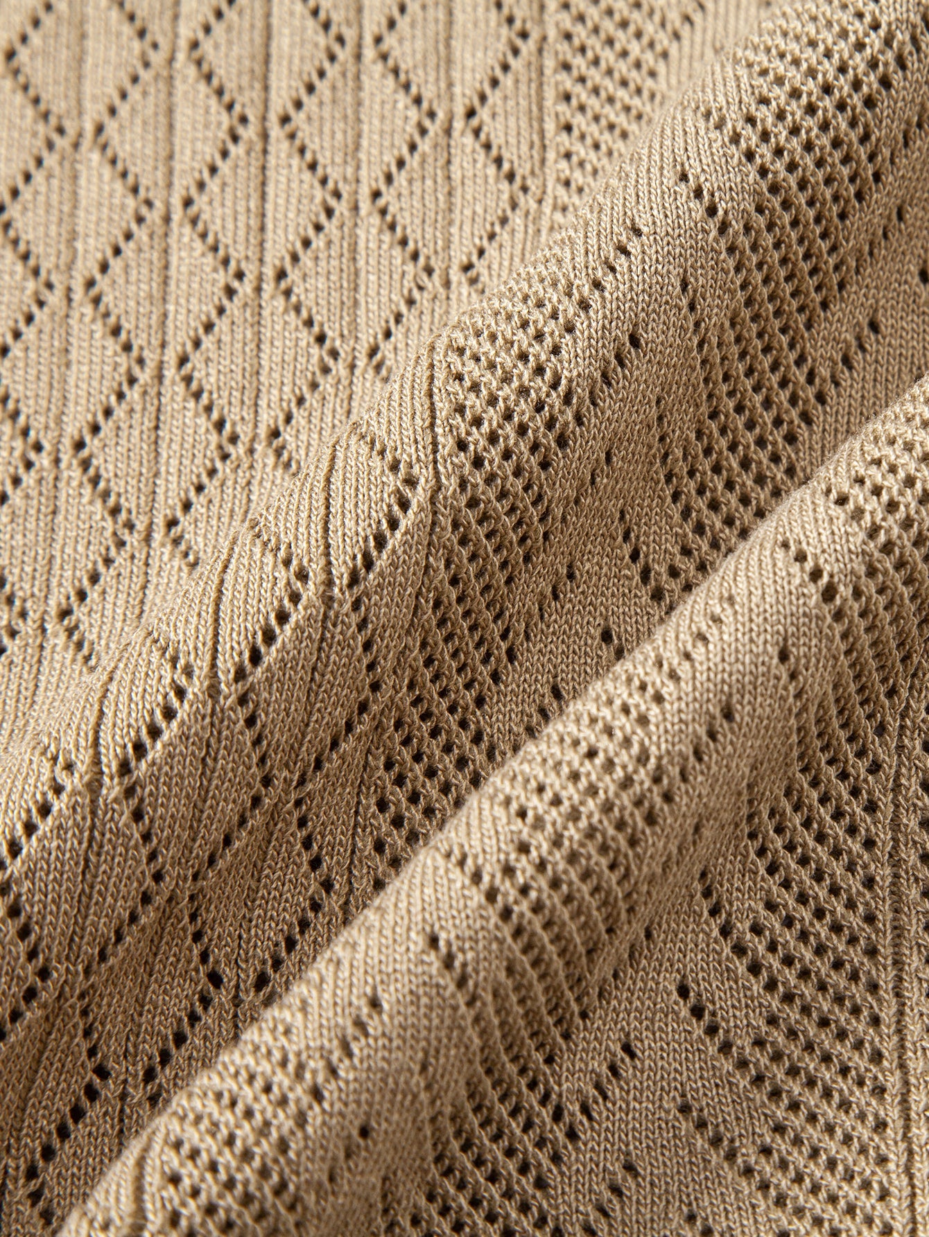 Geometric Jacquard Open Knit Polo