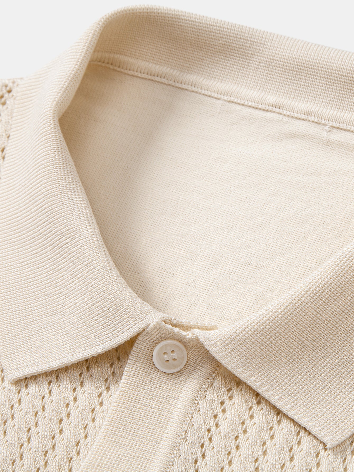 Striped Open Knit Polo