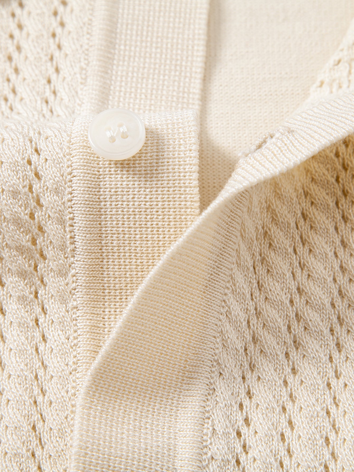 Striped Open Knit Polo