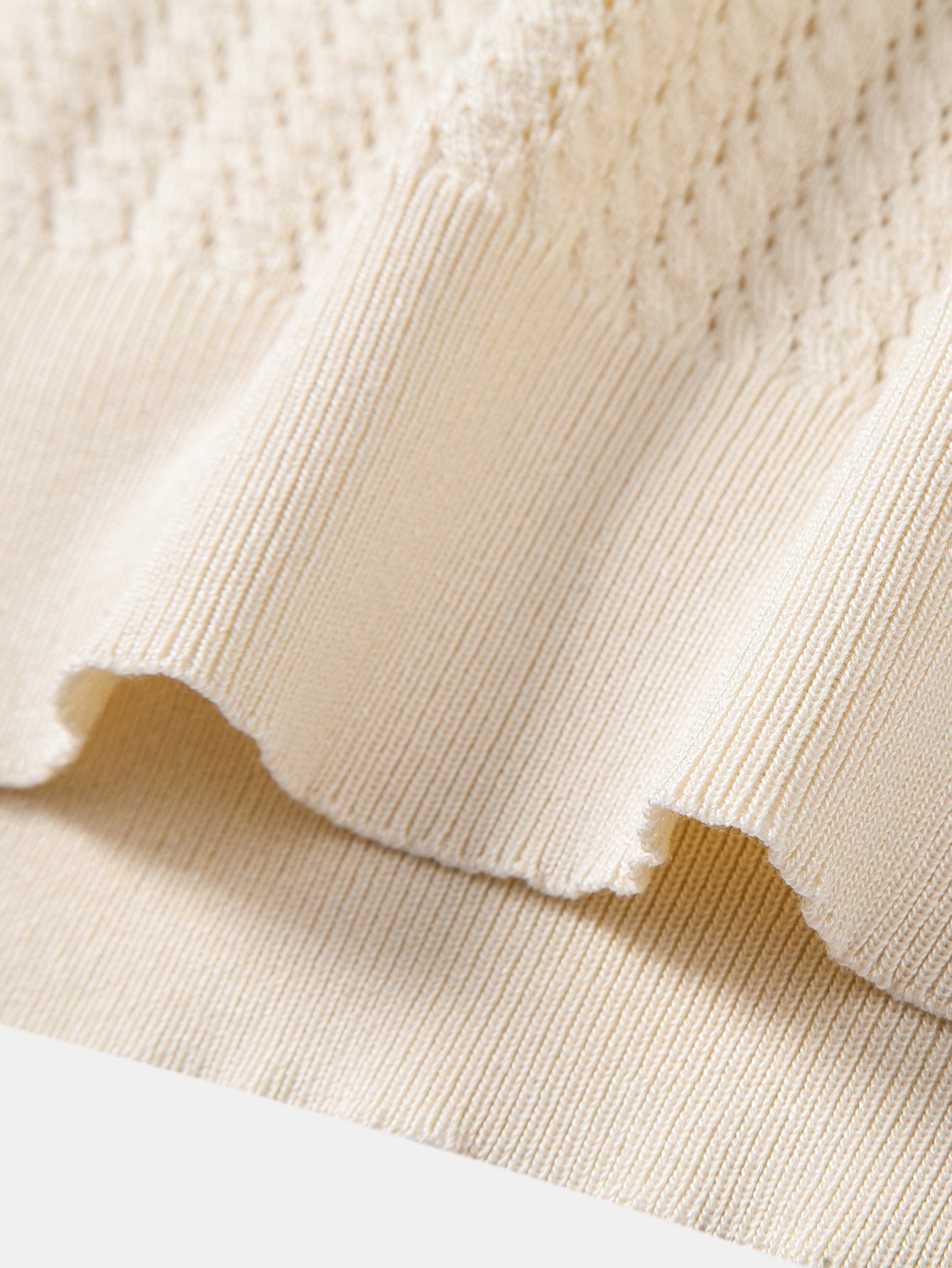 Striped Open Knit Polo