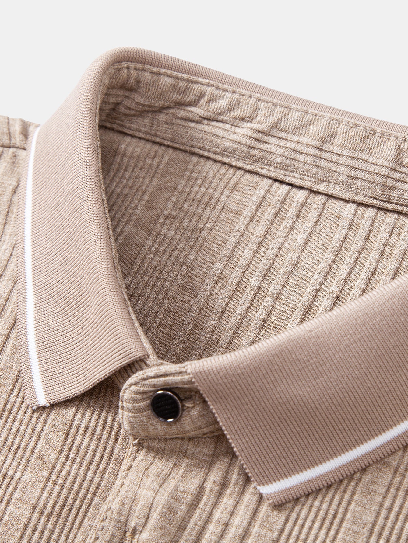 Contrast Stripe Trim Ribbed Polo