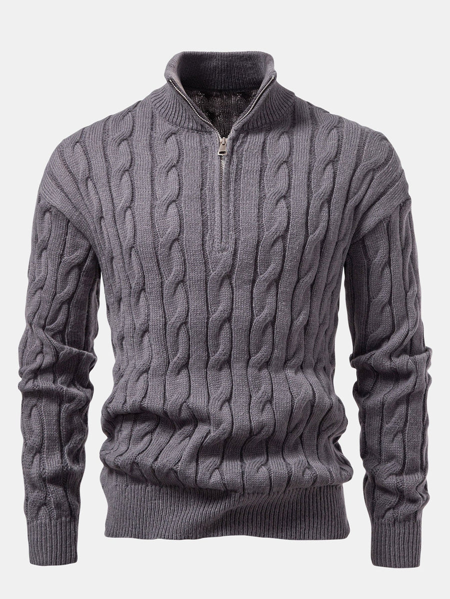Twist Jacquard Quarter Zip Sweater