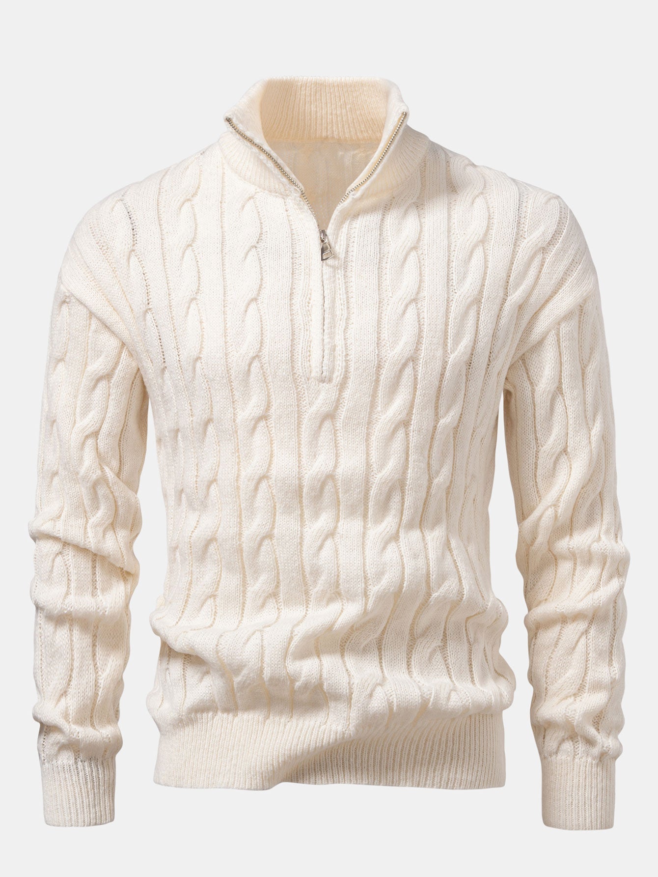 Twist Jacquard Quarter Zip Sweater