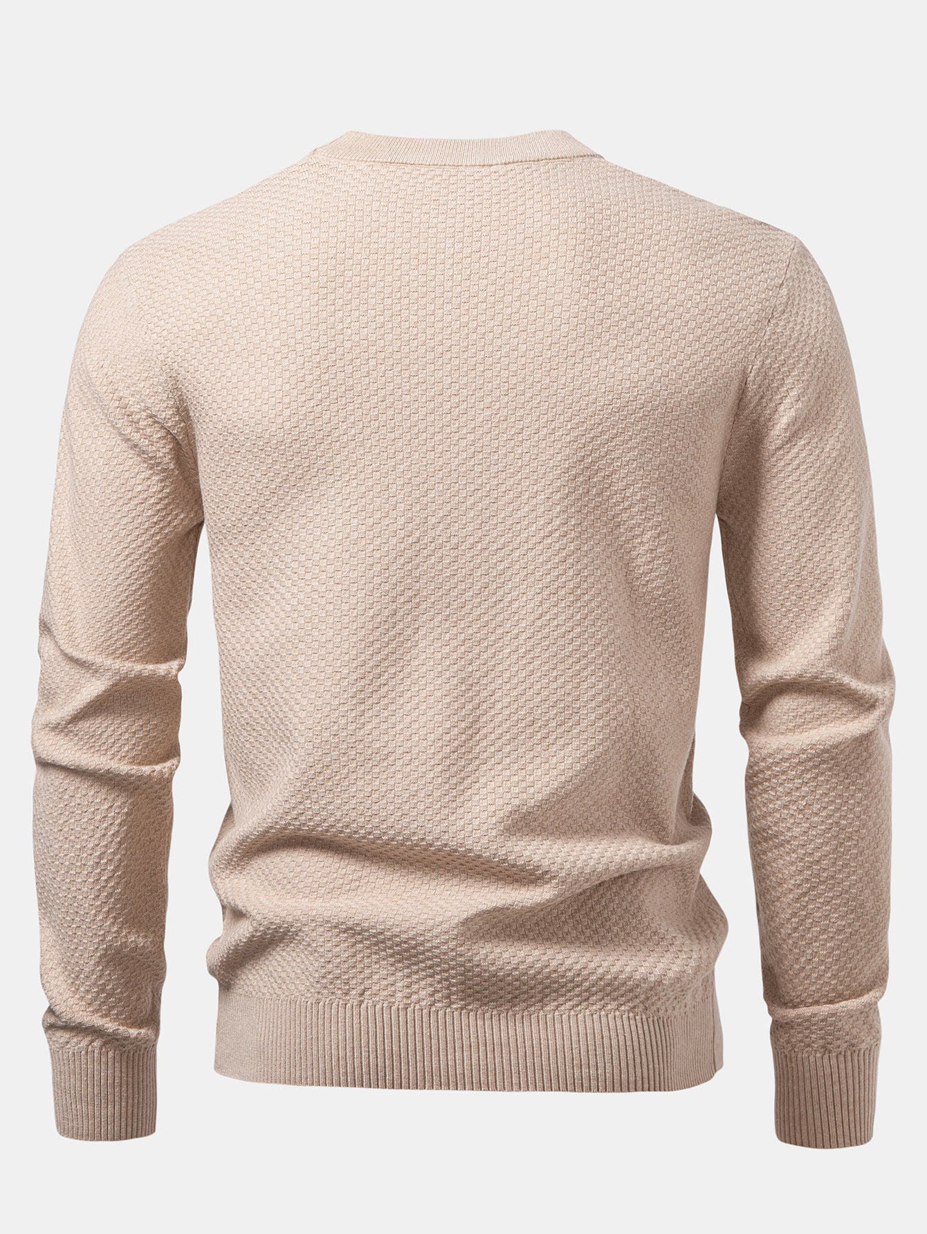Checkerboard Textured Crew Neck Sweater