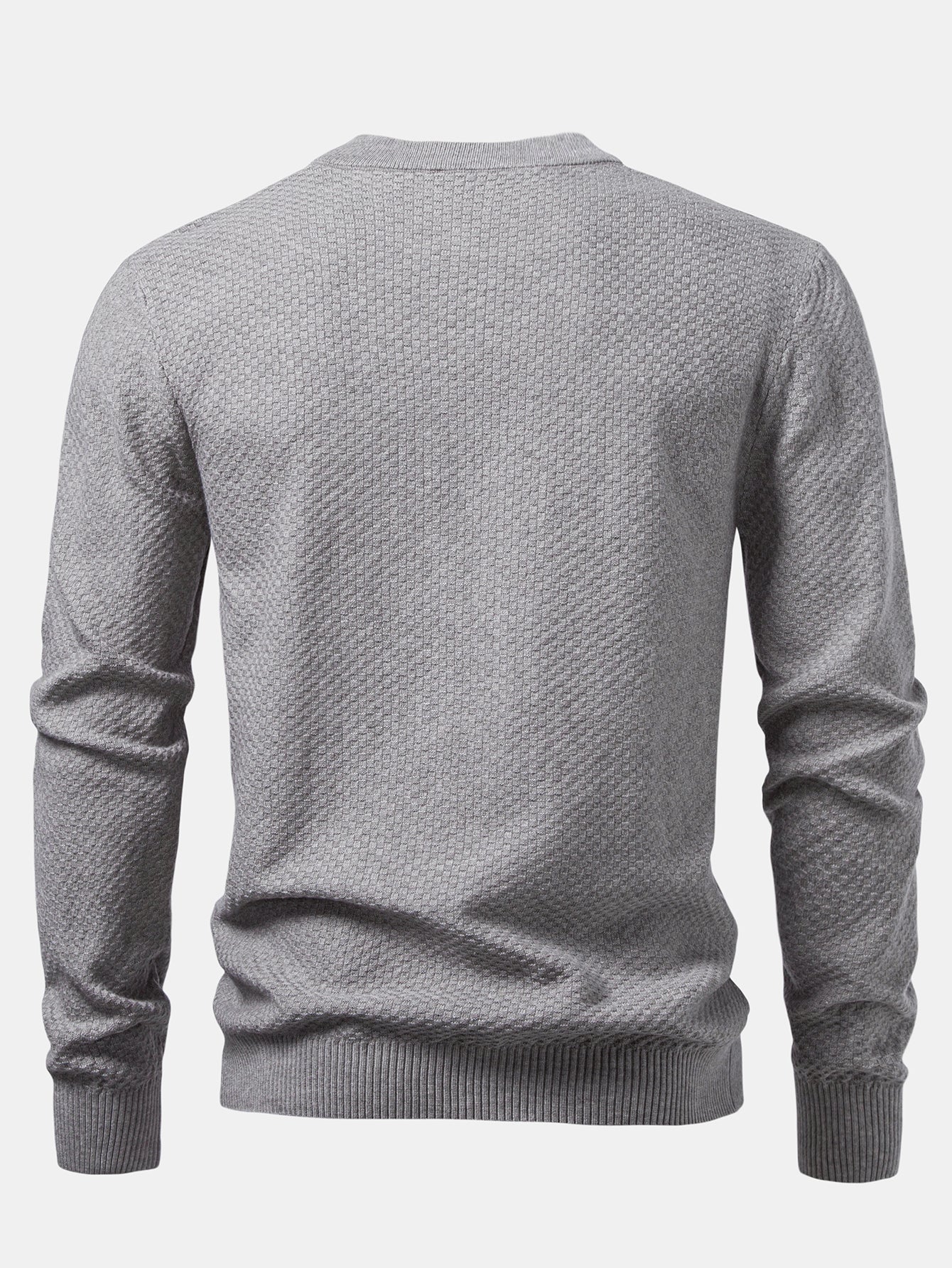 Checkerboard Textured Crew Neck Sweater