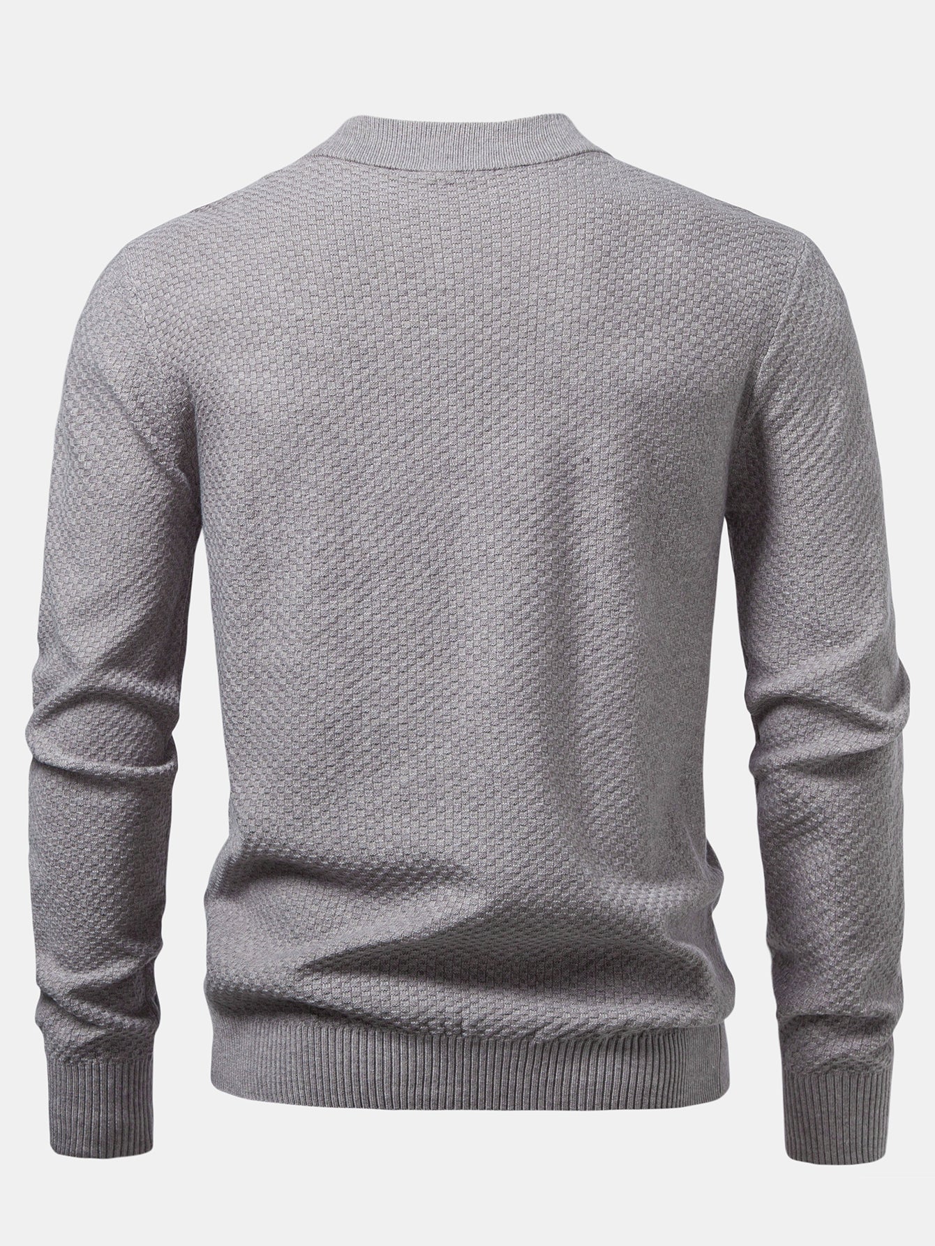Checkerboard Textured Mock Neck Sweater