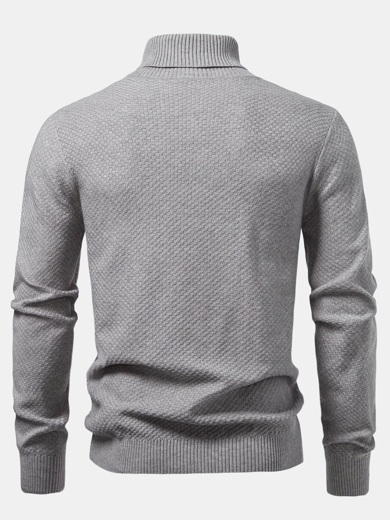 Checkerboard Textured Turtle Neck Sweater