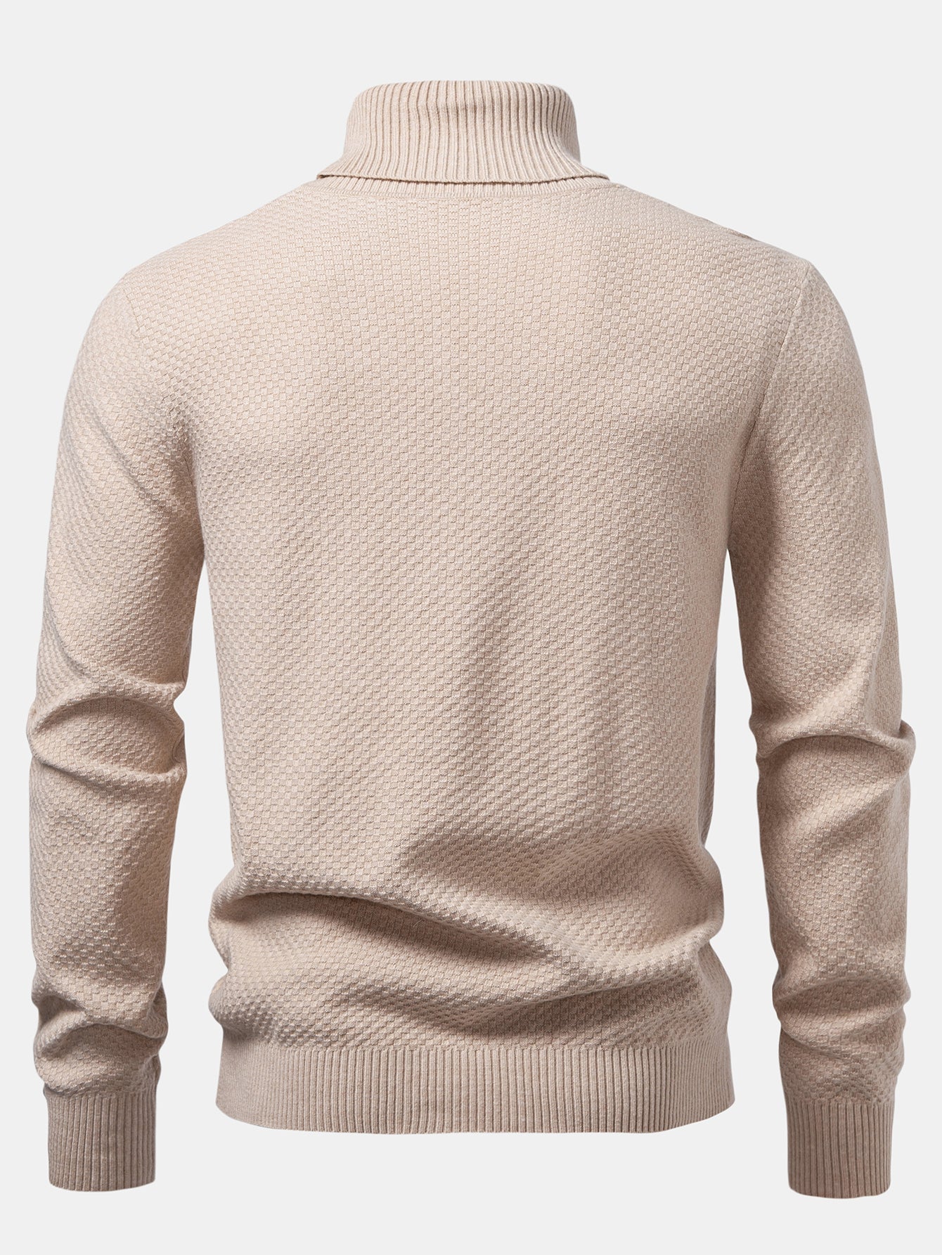 Checkerboard Textured Turtle Neck Sweater