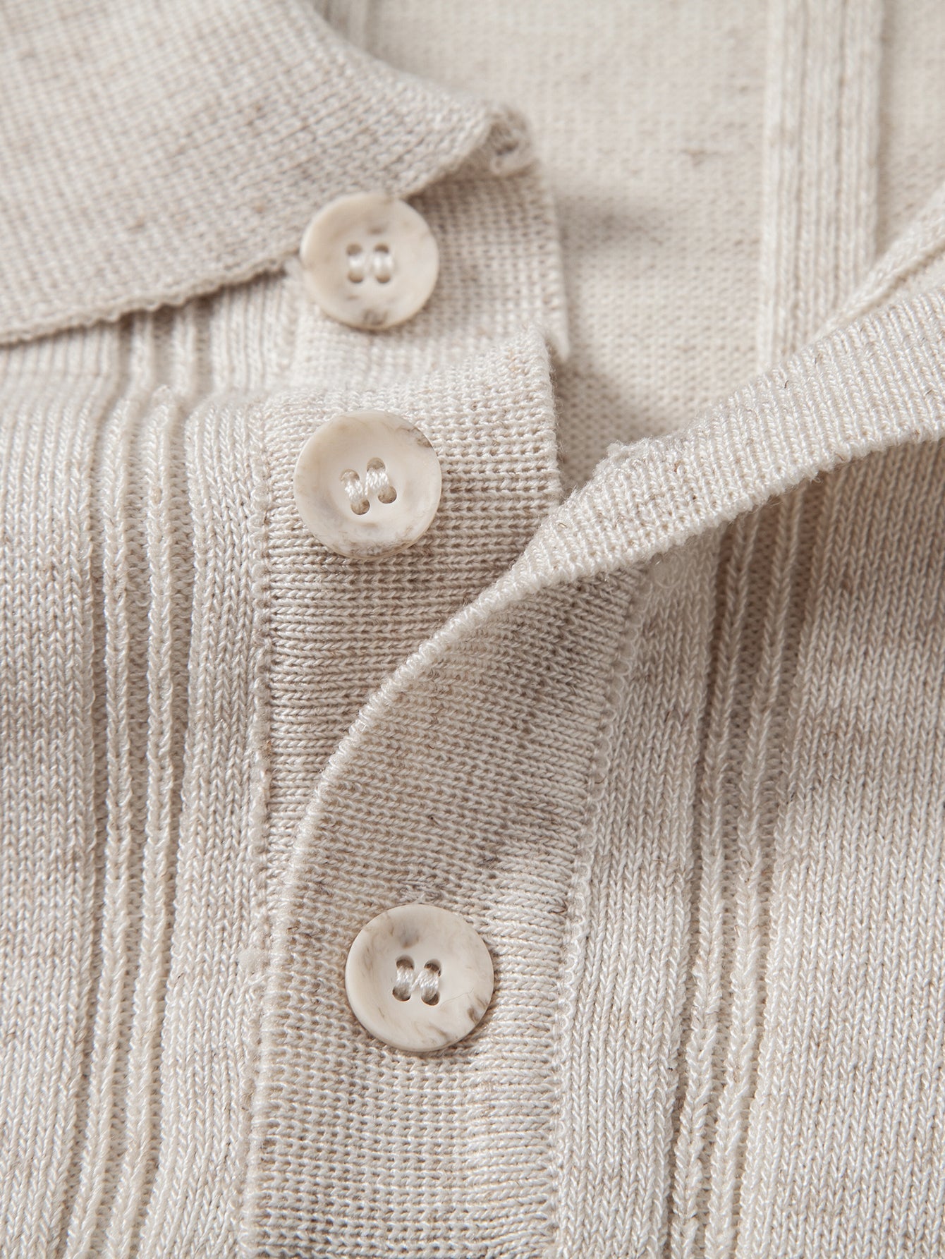 Linen Ribbed Knit Polo