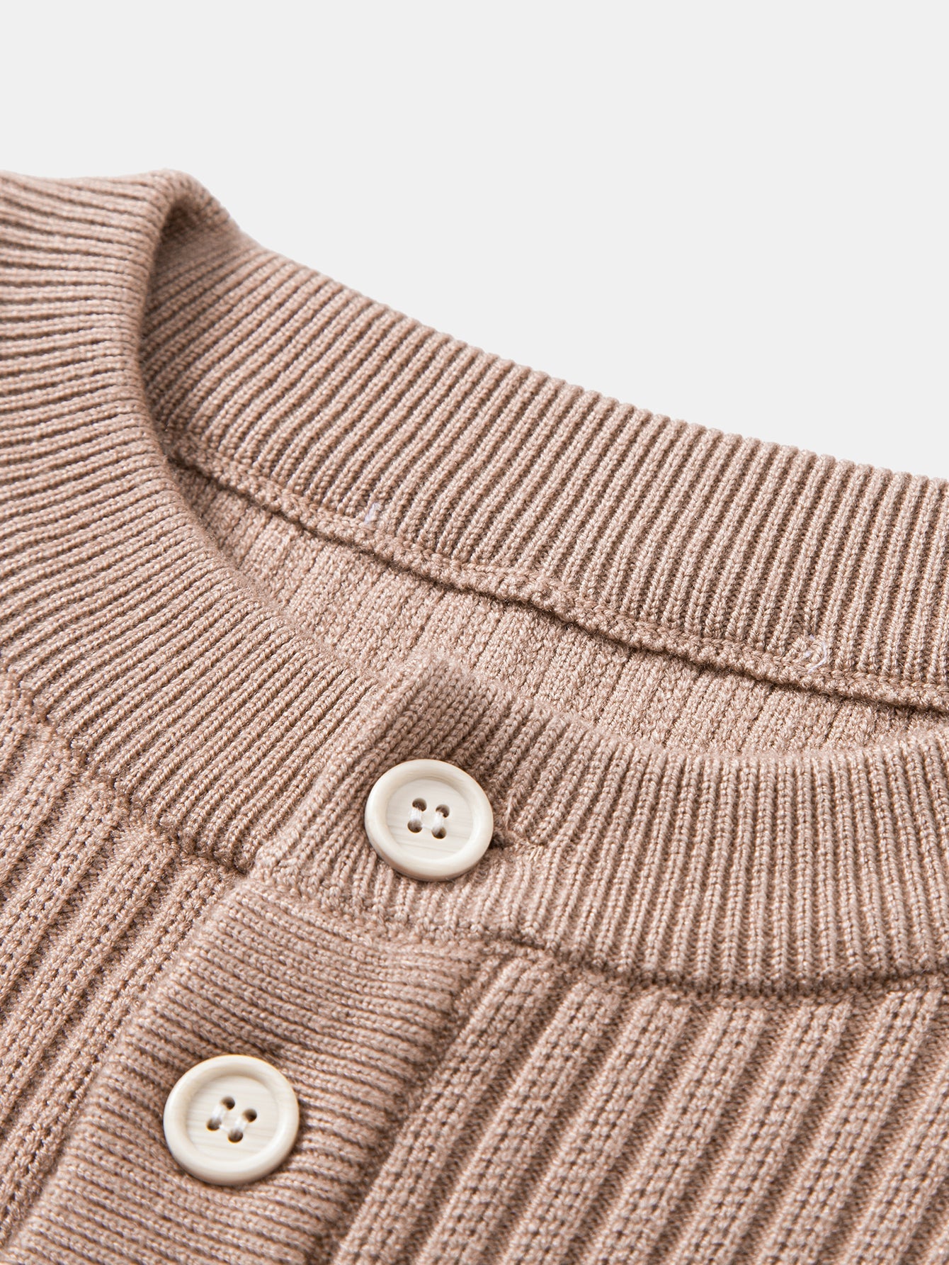 Ribbed Henley Neck Sweater