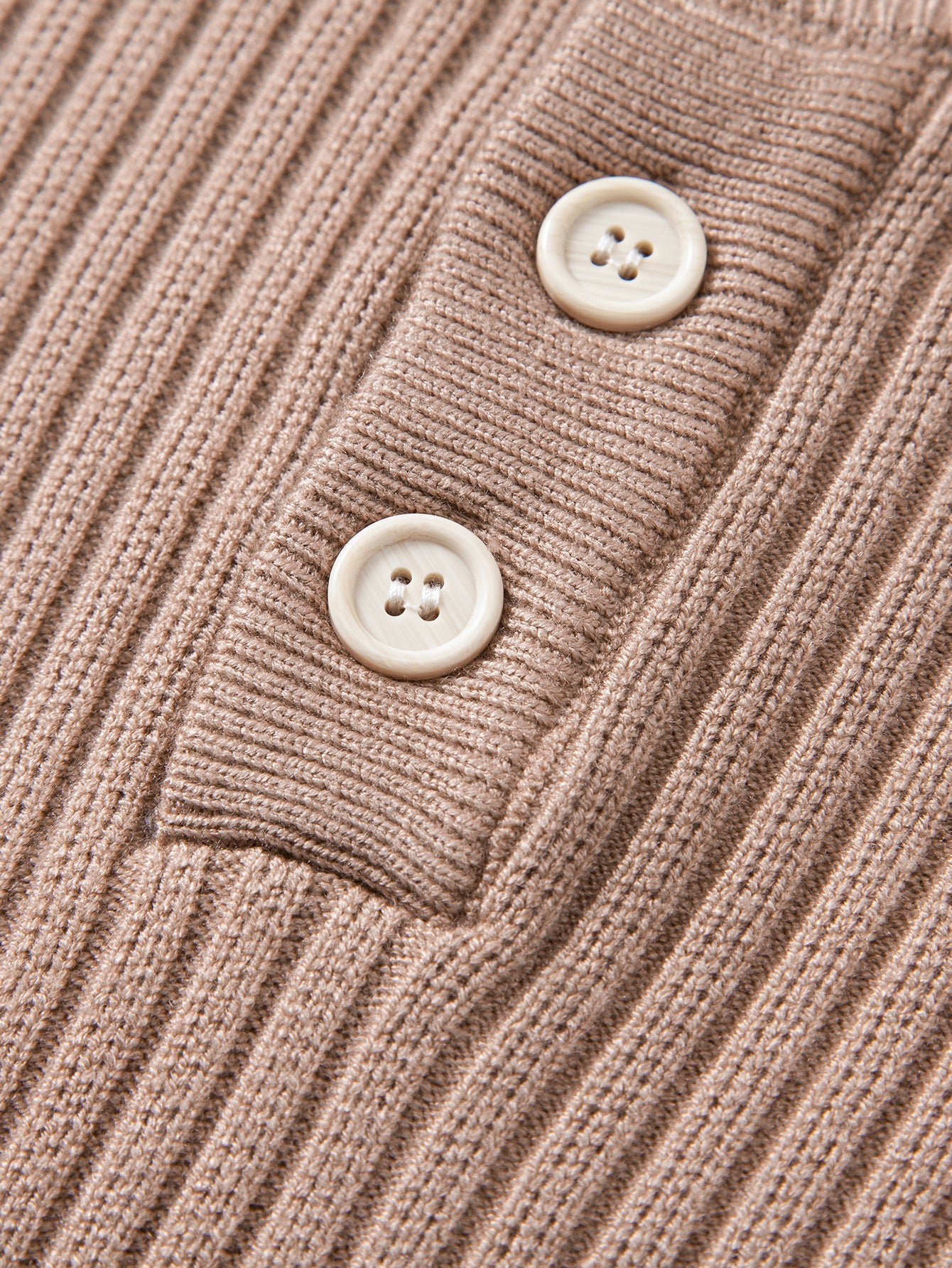 Ribbed Henley Neck Sweater