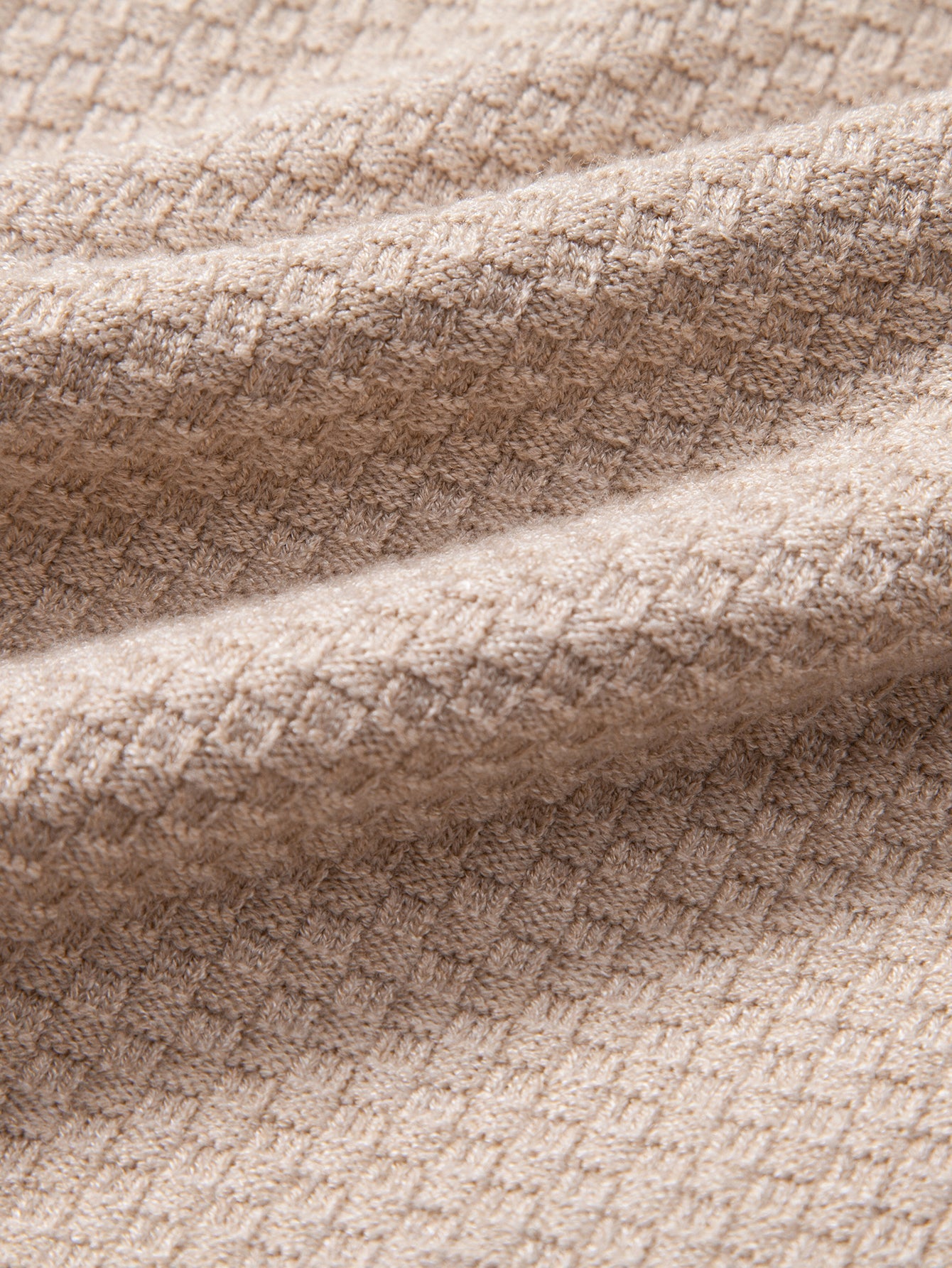 Checkerboard Textured Mock Neck Sweater