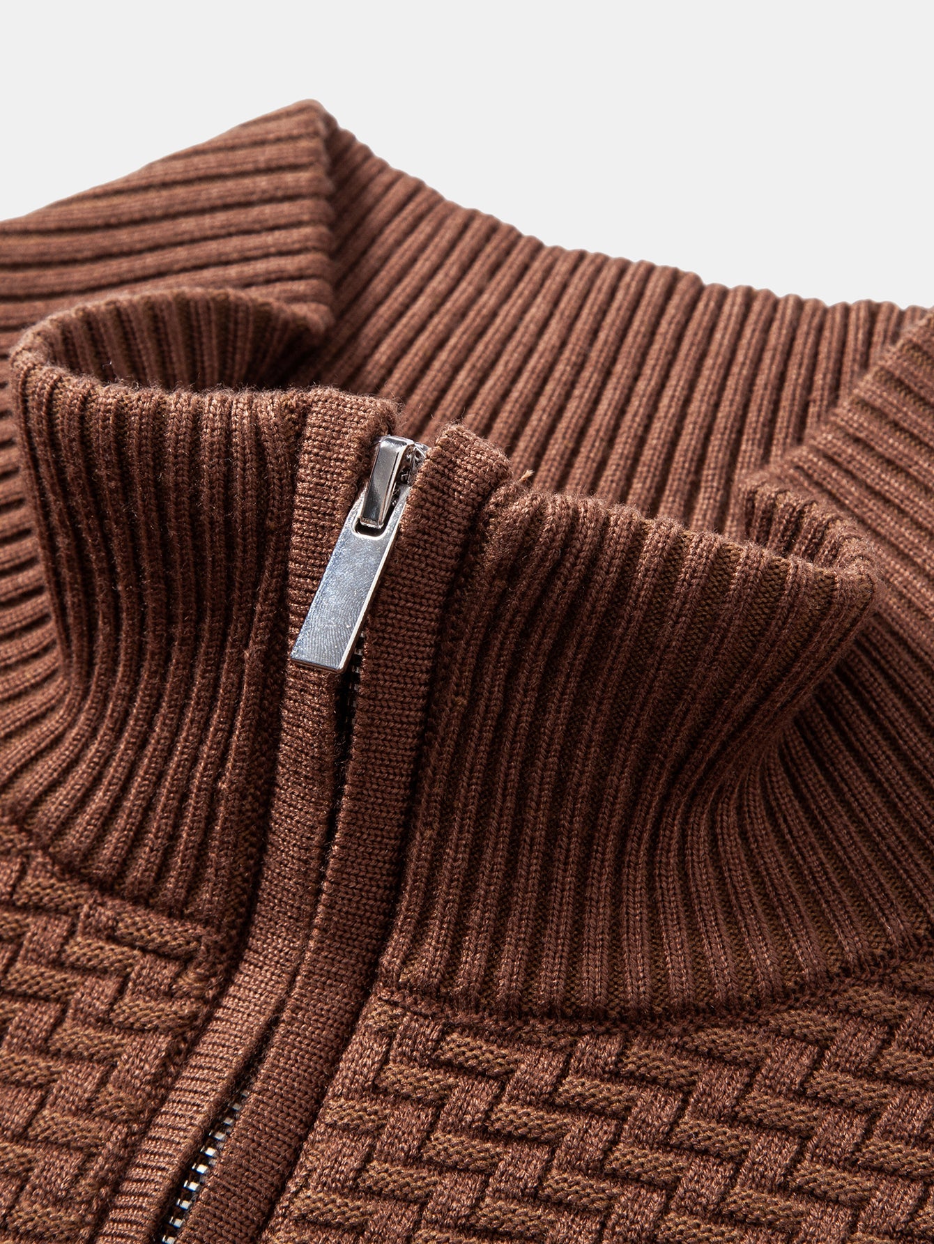 Wave Jacquard Quarter Zip Sweater