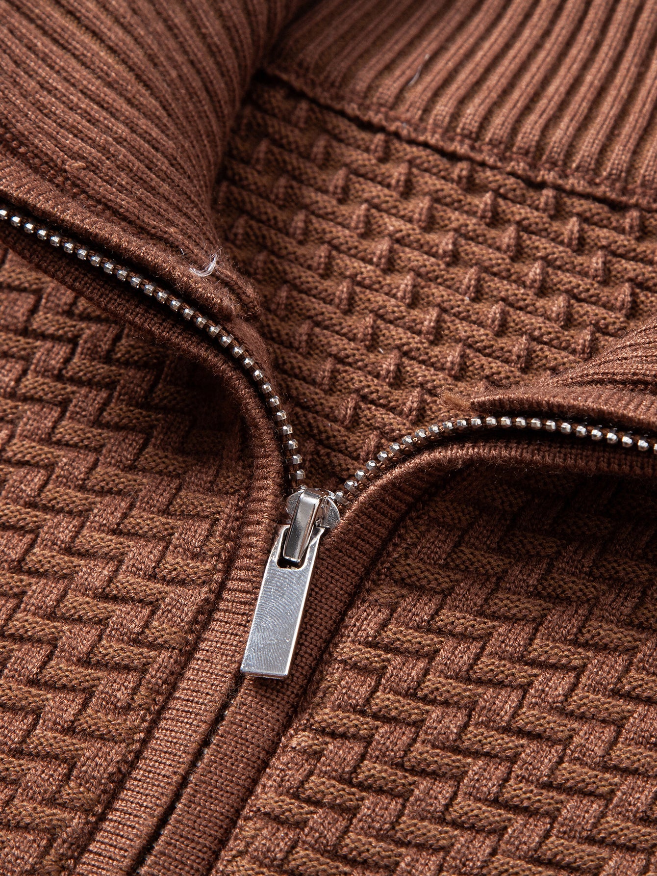 Wave Jacquard Quarter Zip Sweater