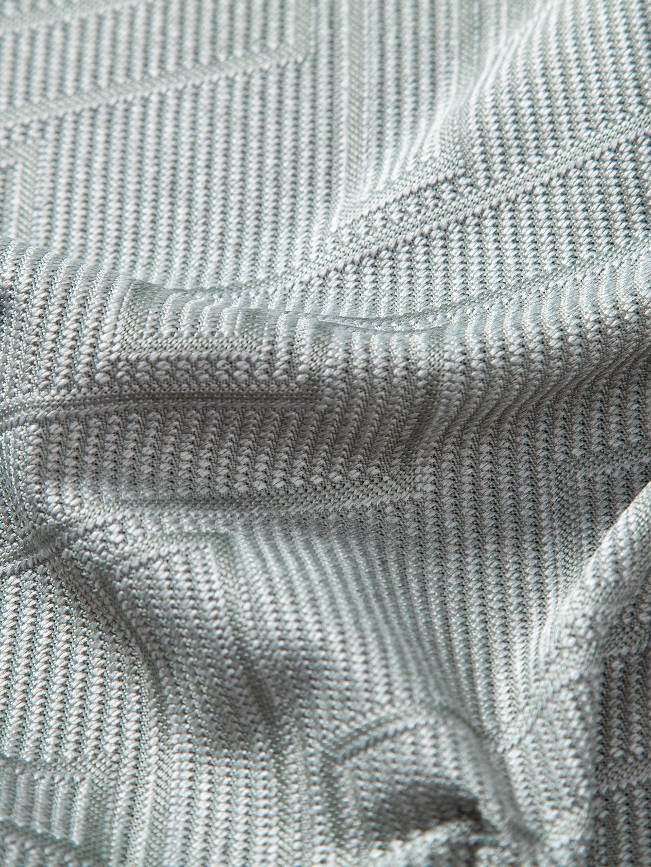 Geometric Jacquard Contrast Trim Zipper Knit Polo