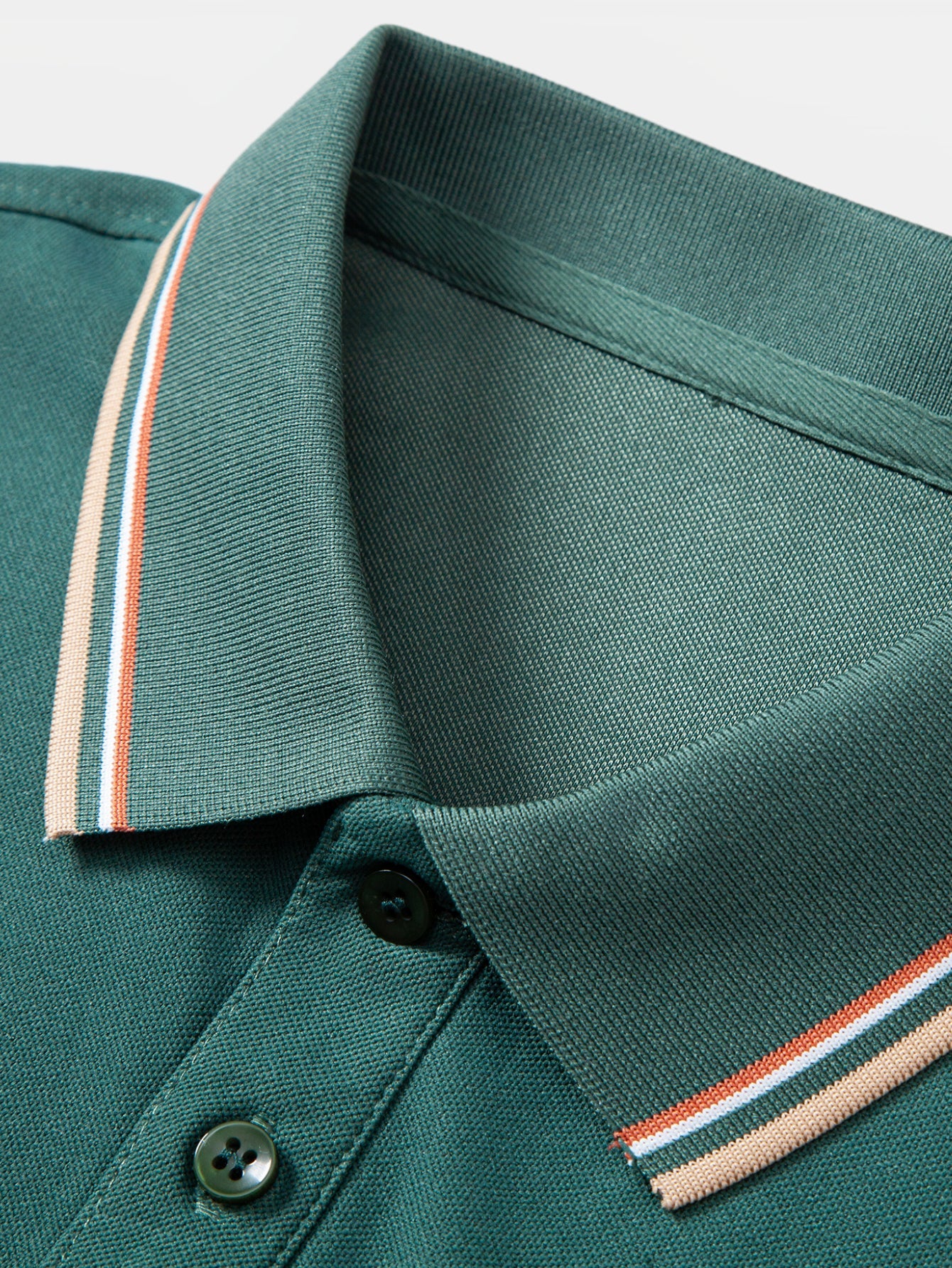 Contrast Striped Trim Pique Polo