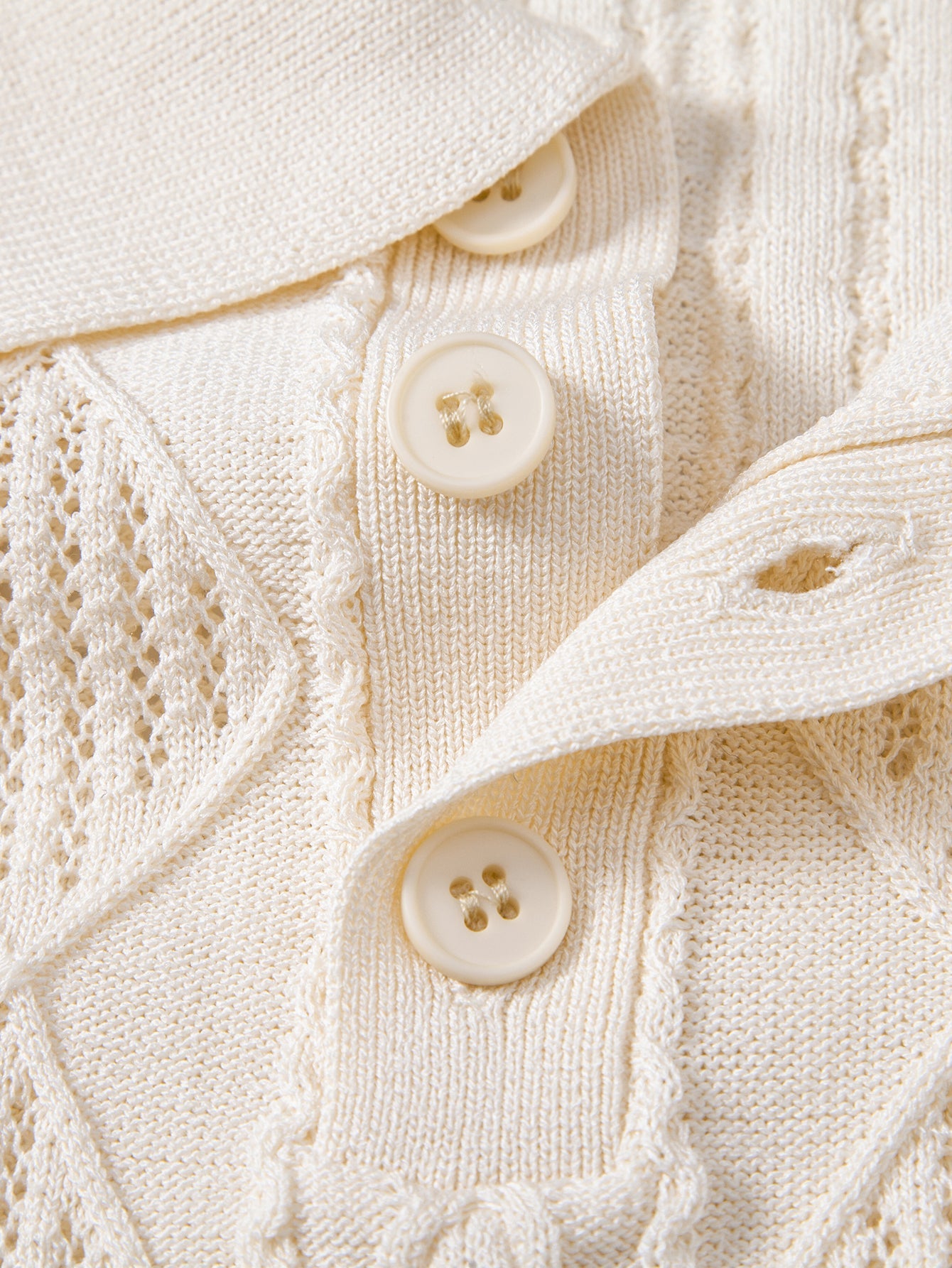 Geometric Jacquard Open Knit Polo