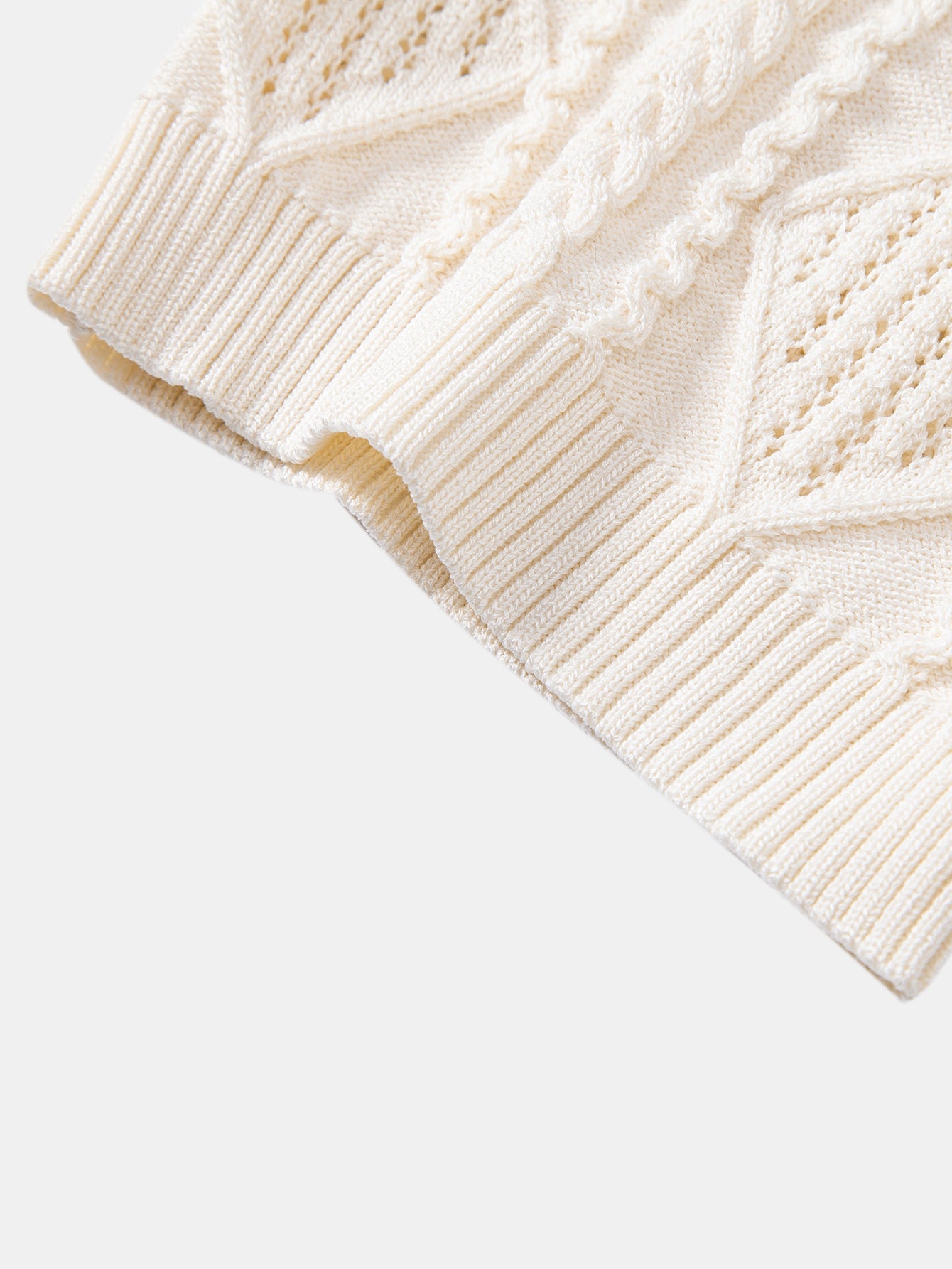 Geometric Jacquard Open Knit Polo