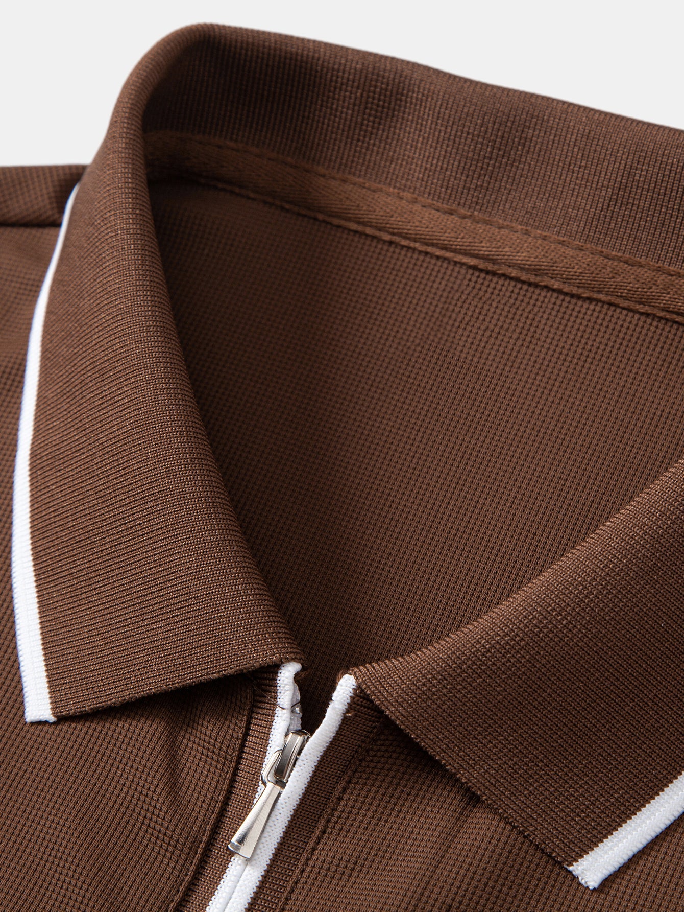 Color Block Zipper Polo