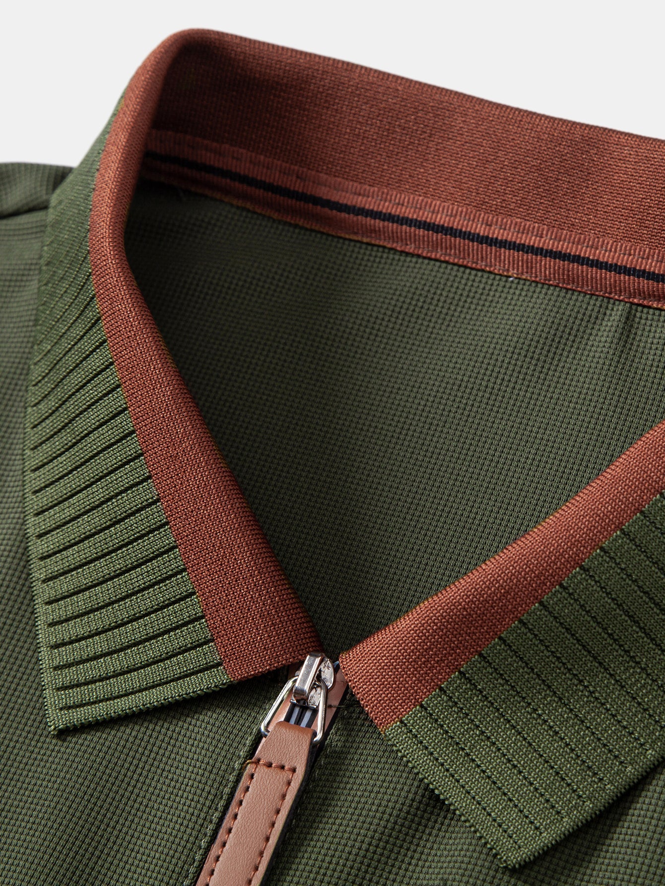 Contrast Trim Zipper Polo