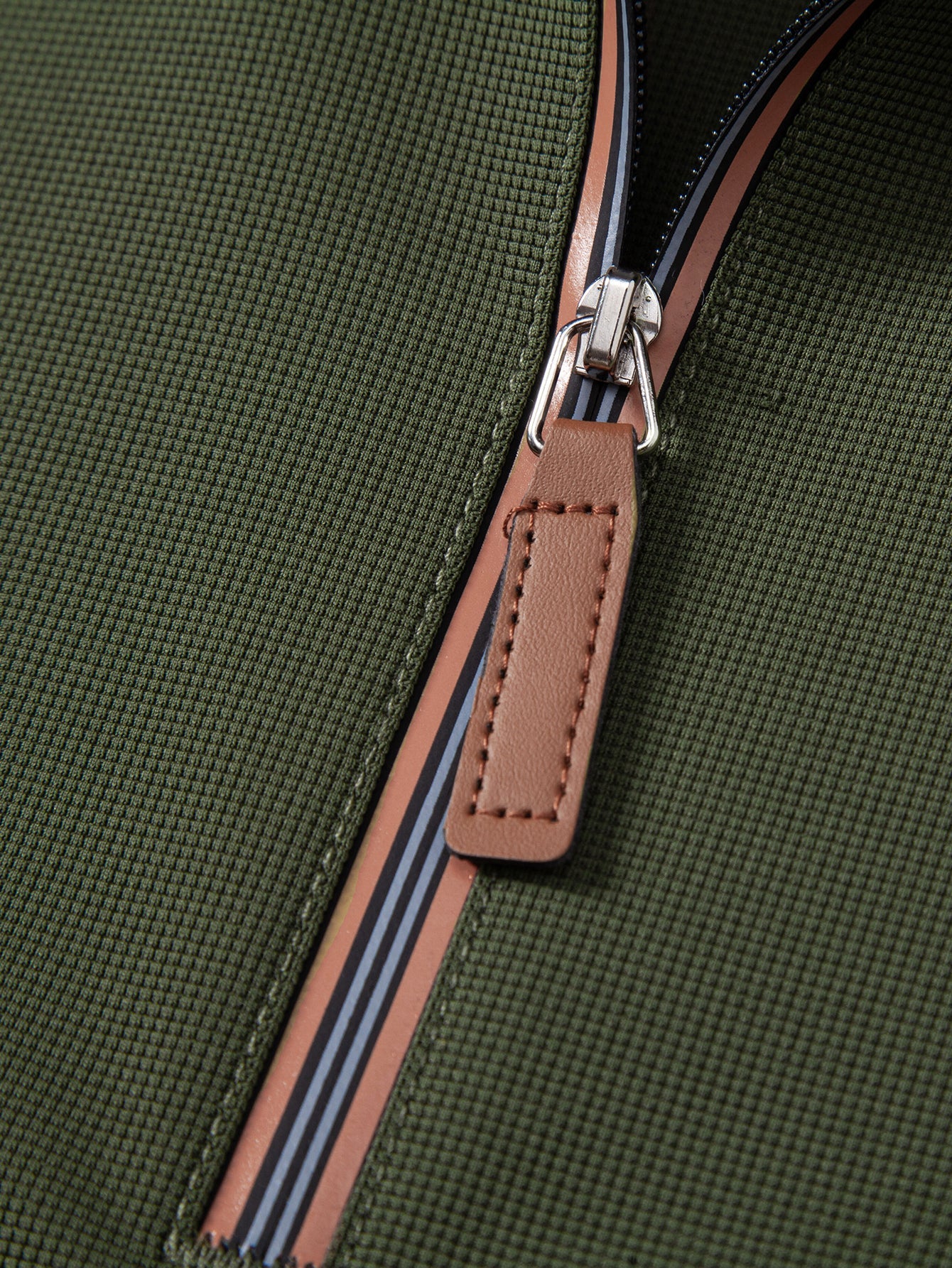 Contrast Trim Zipper Polo