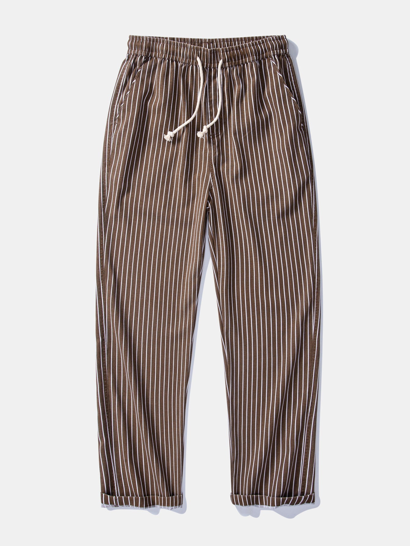 Stripe Straight Leg Linen Trousers