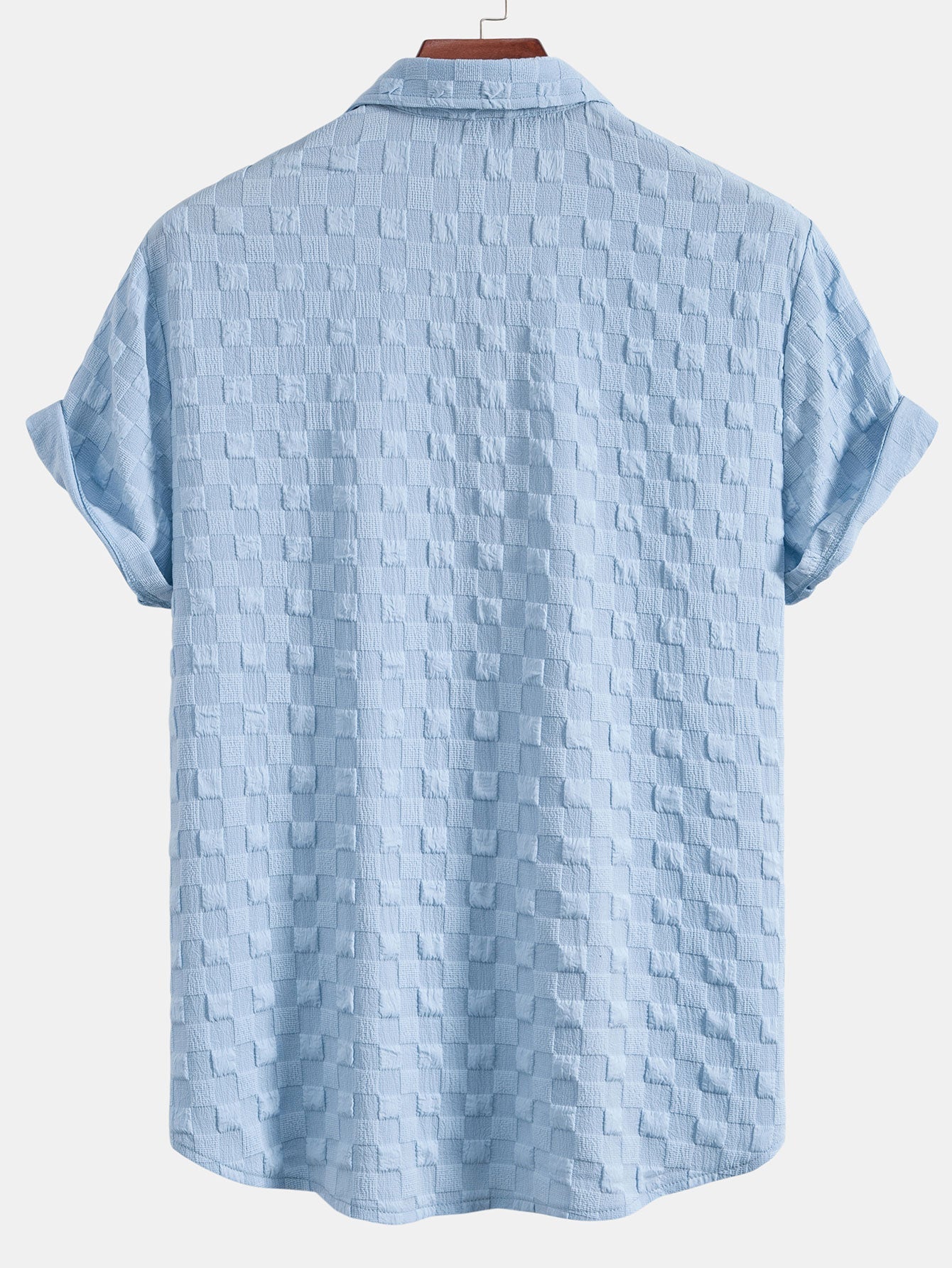 Checkerboard Jacquard Button Up Shirt & Drawstring Shorts