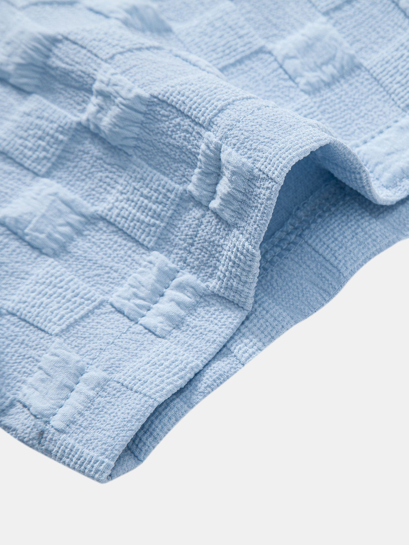 Checkerboard Jacquard Button Up Shirt & Drawstring Shorts