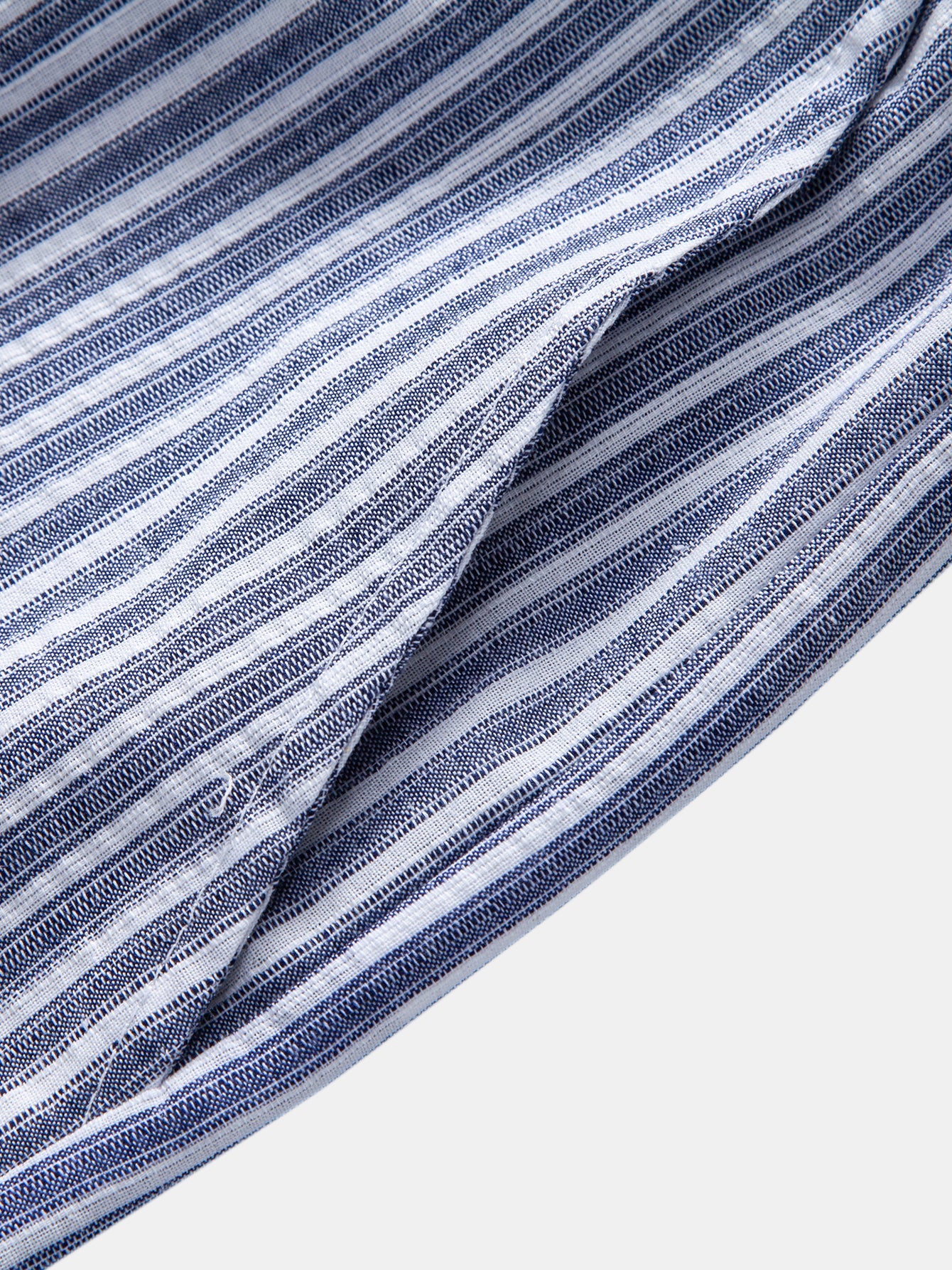 Linen Rayon Blend Button Up Shirt & Linen Look Stripe Straight Leg Pants