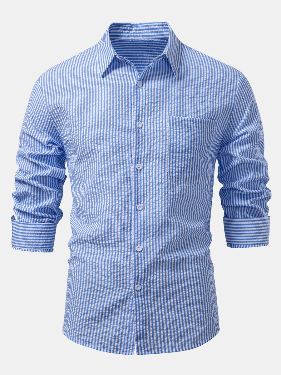 Seersucker Striped Button Up Shirt