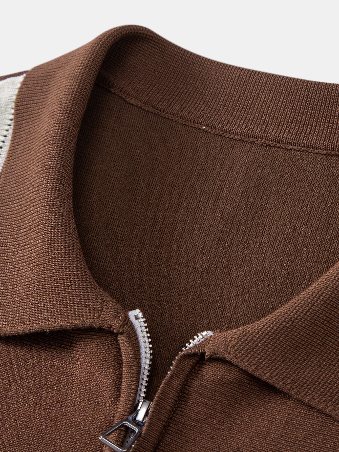 Contrast Geometric Zipper Knit Polo