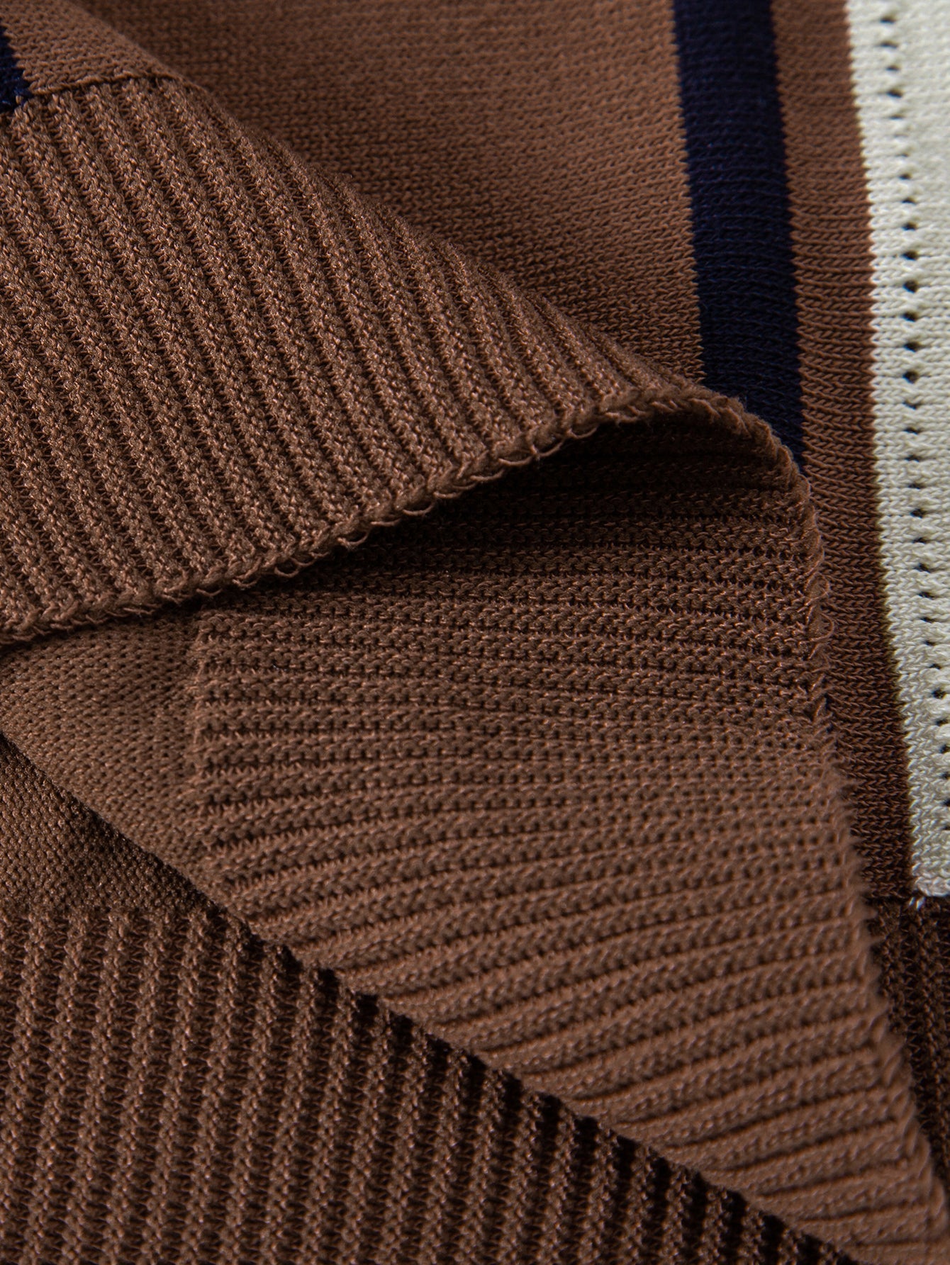 Contrast Geometric Zipper Knit Polo