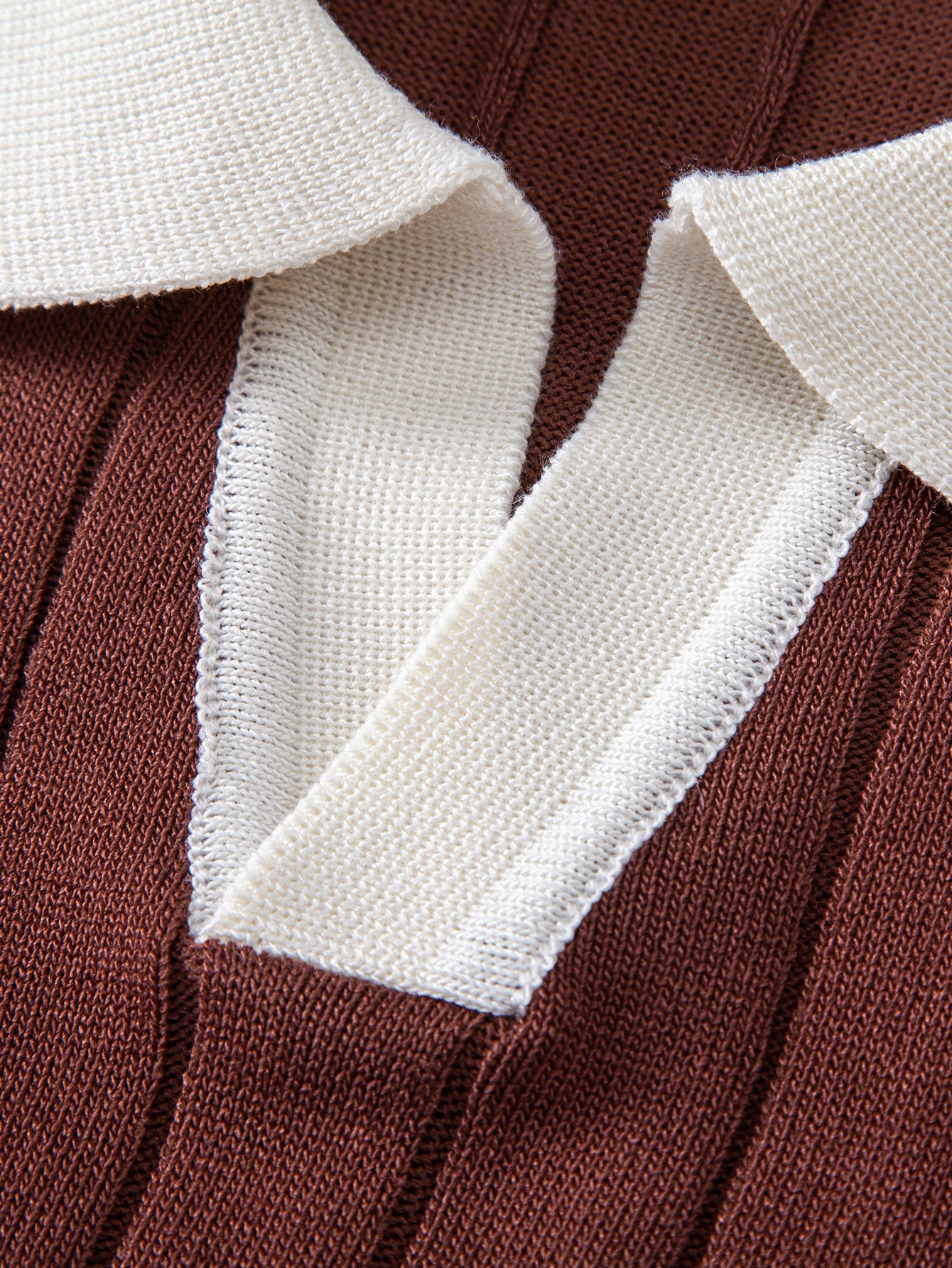 Contrast Trim Stripe Johnny Collar Polo