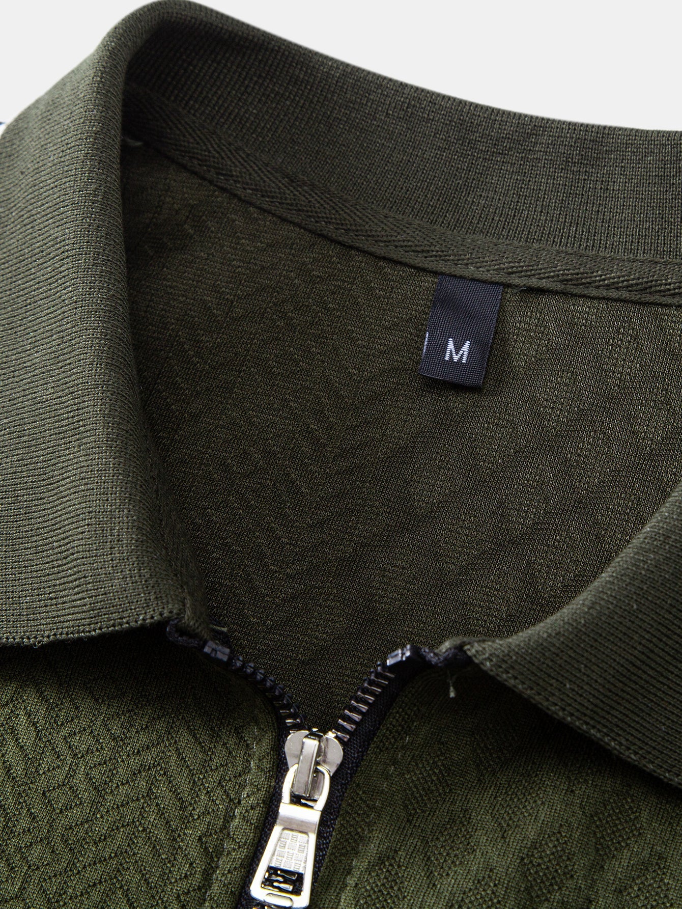 Geometric Jacquard Zipper Polo