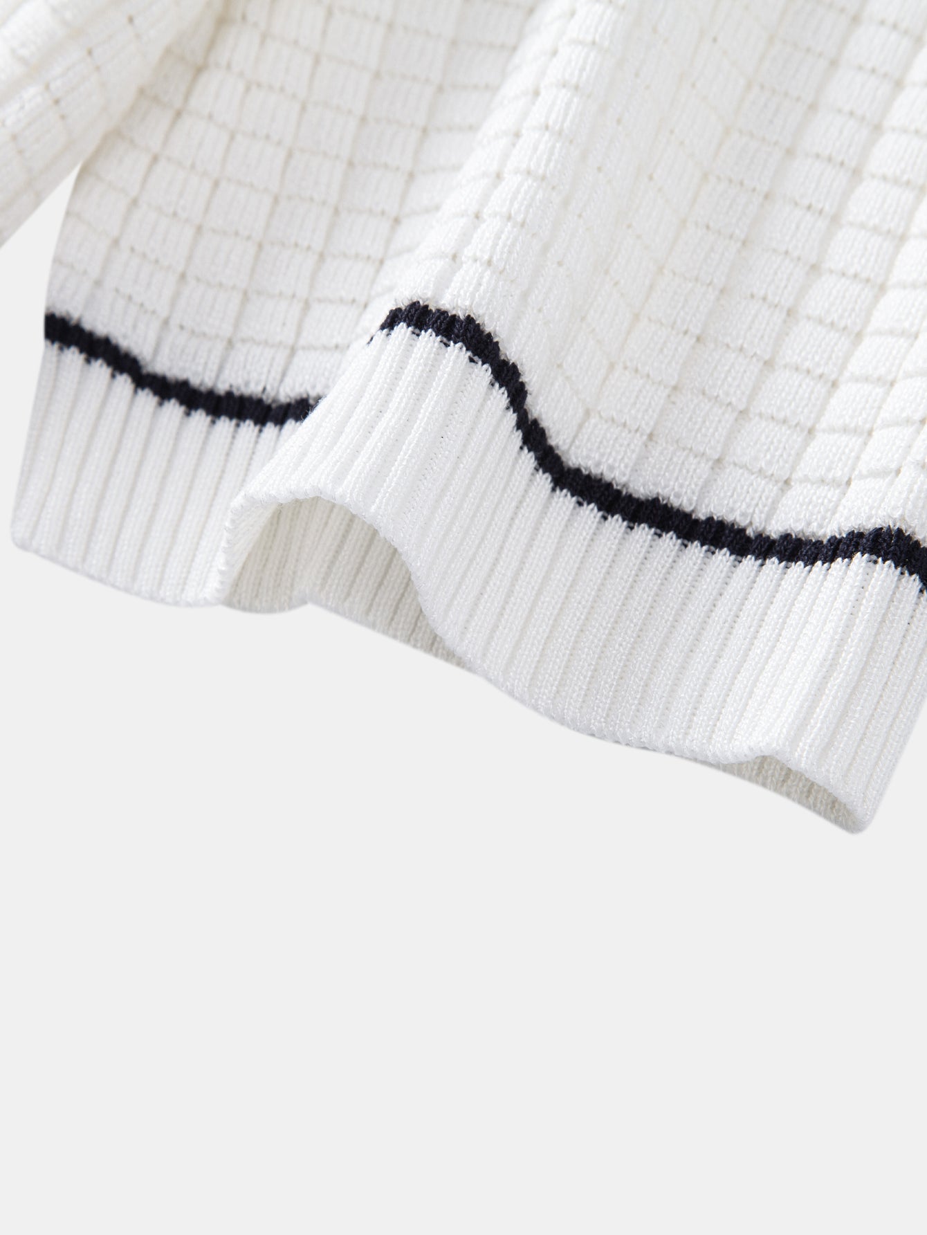 Contrast Trim Waffle Zipper Knit Polo