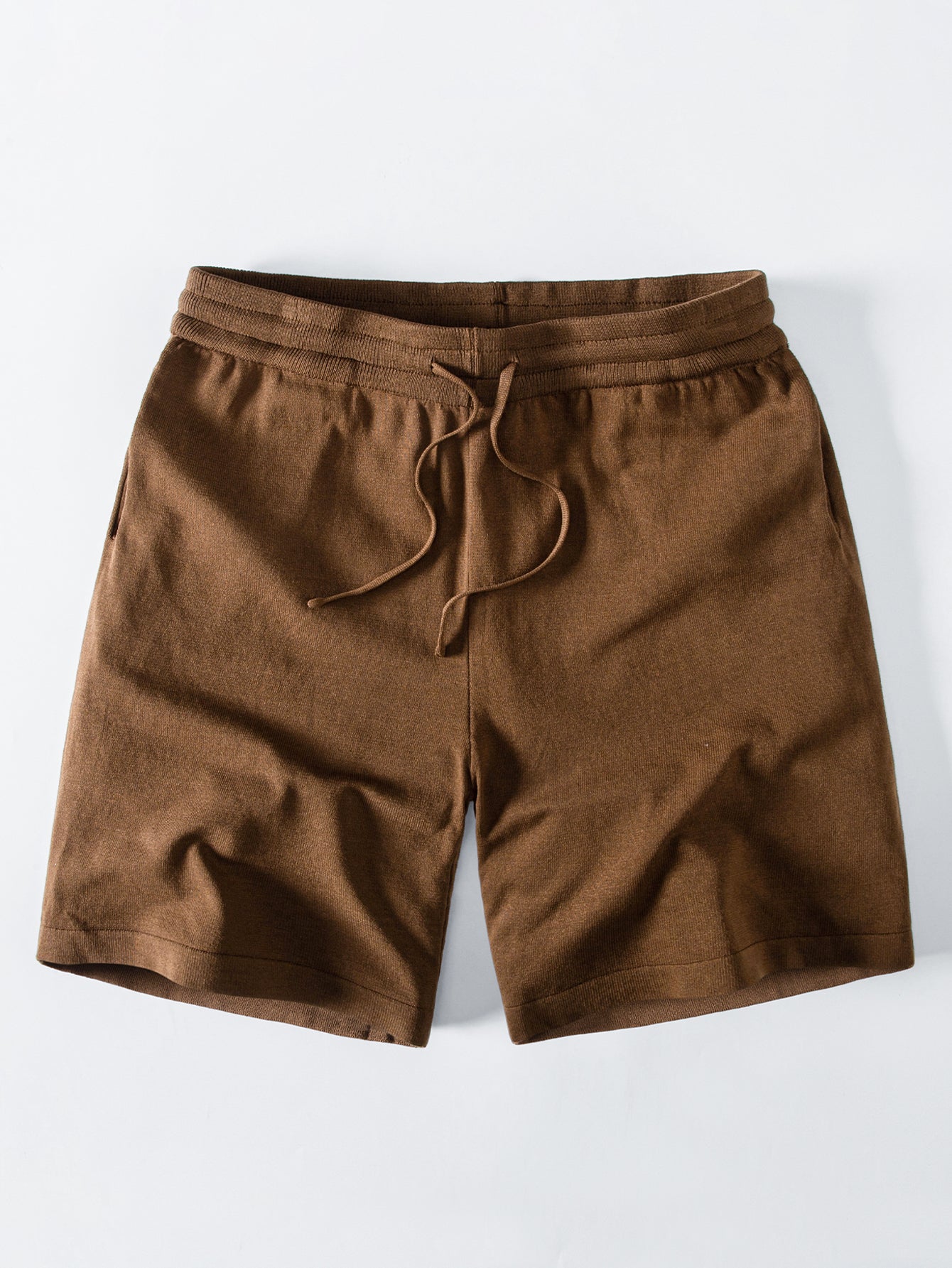 Solid Drawstring Knit Shorts