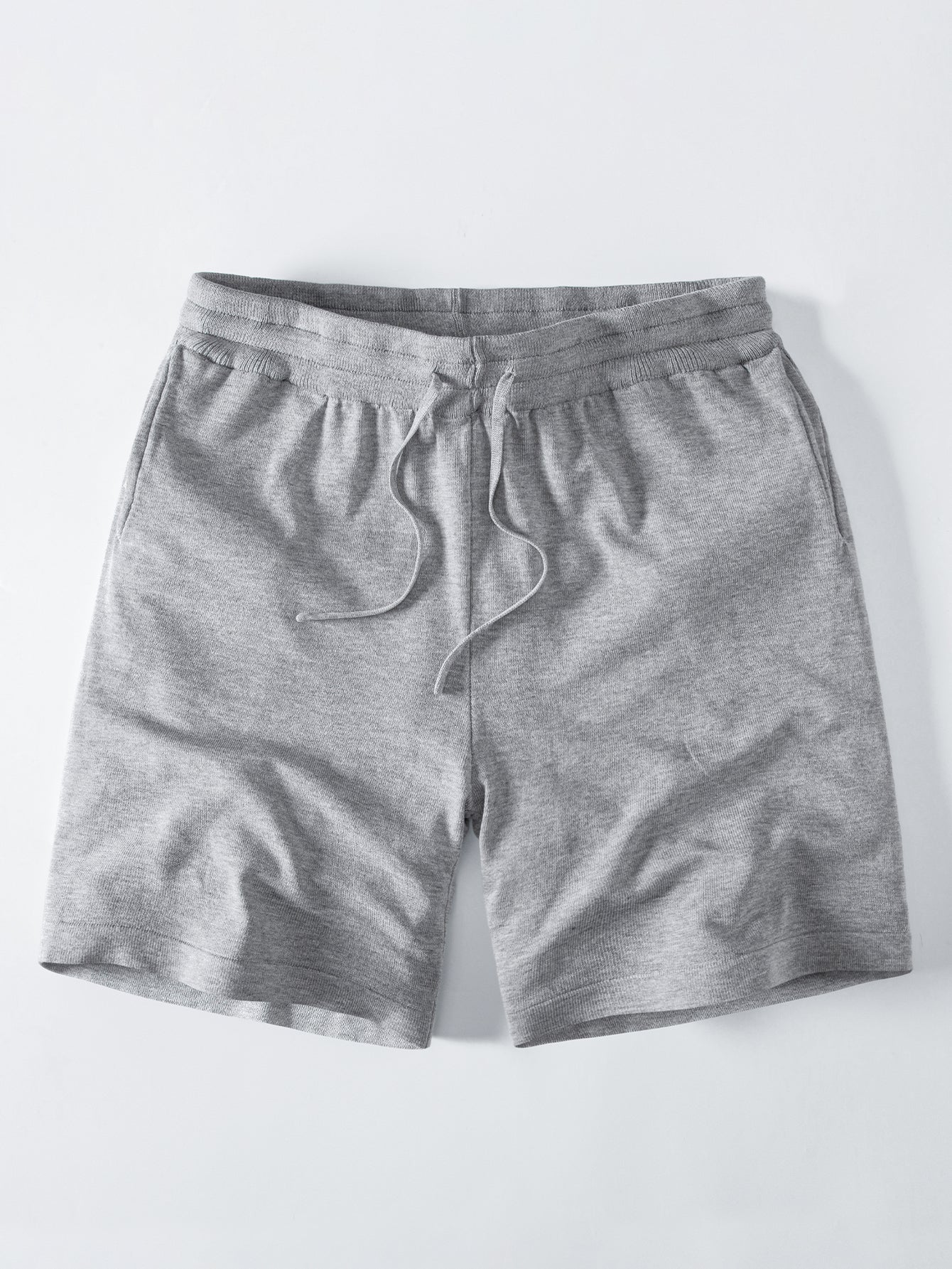 Solid Drawstring Knit Shorts