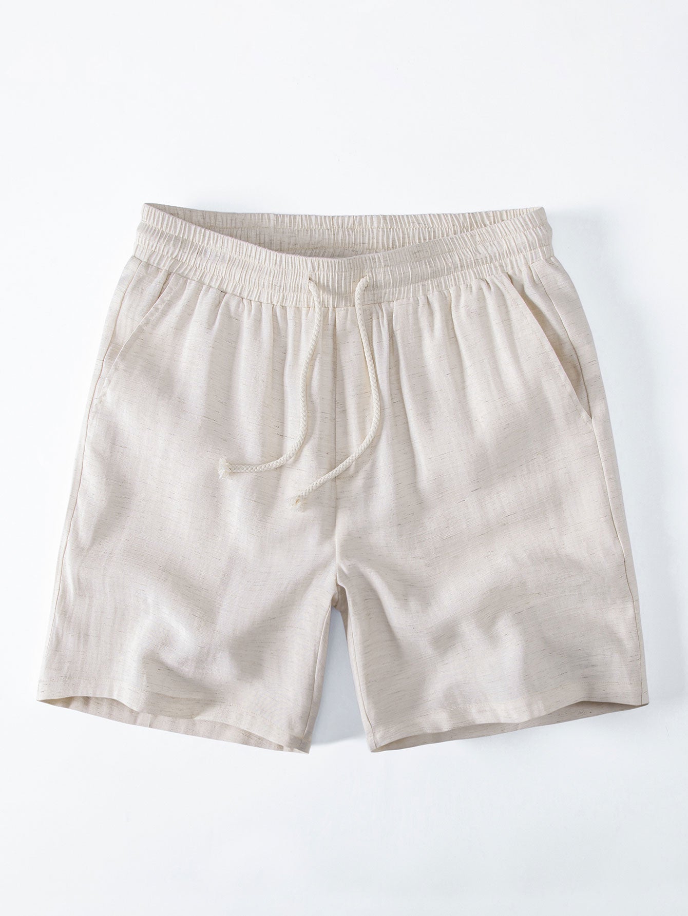 Linen Rayon Blend Drawstring 7" Shorts