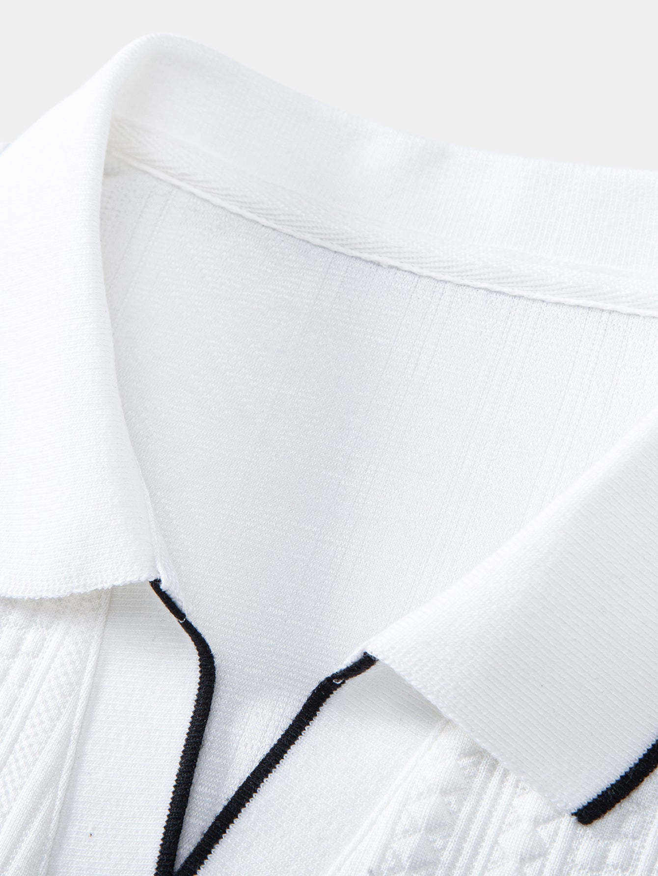 Geometric Jacquard V Neck Polo