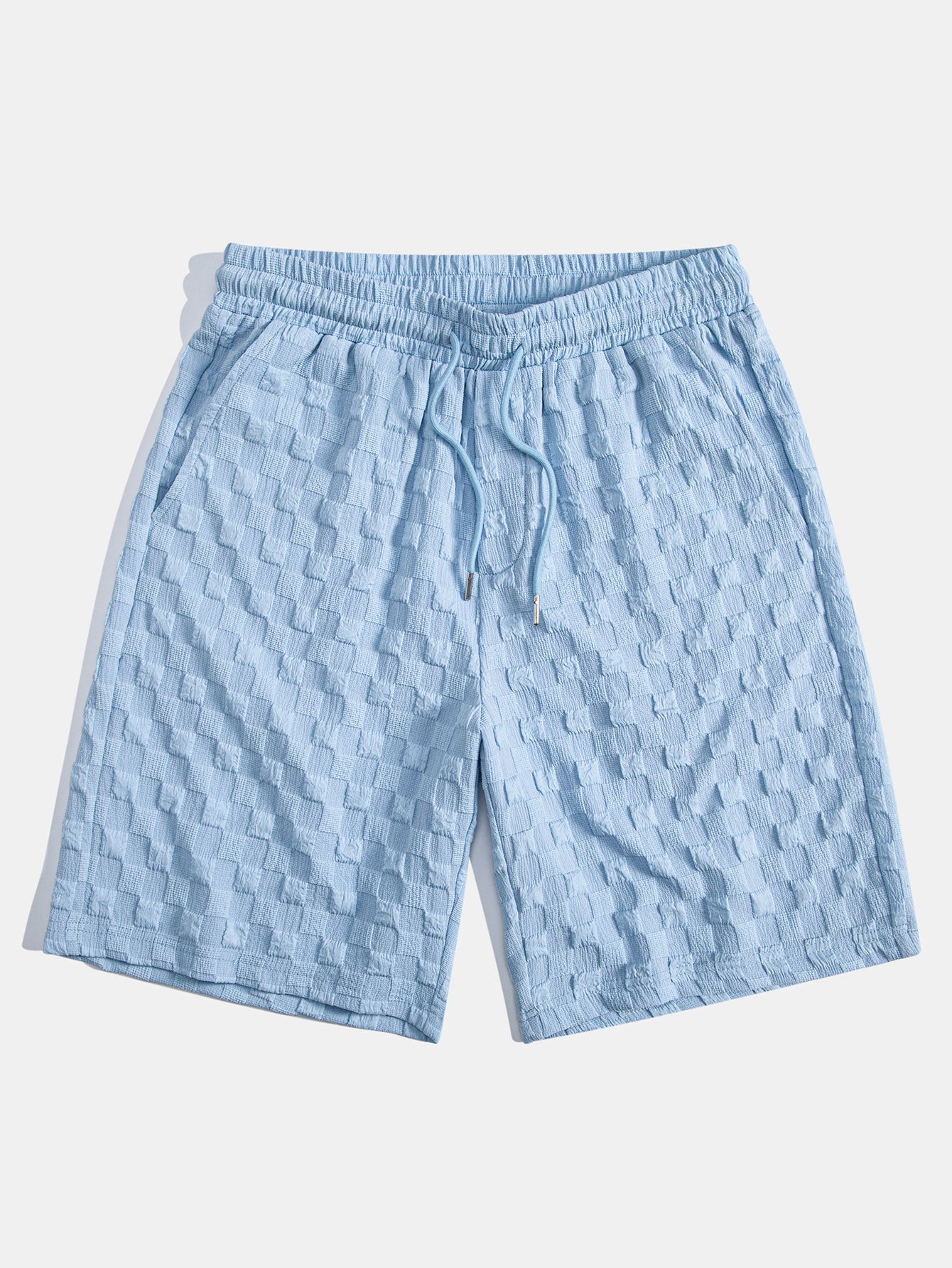 Checkerboard Jacquard Button Up Shirt & Drawstring Shorts