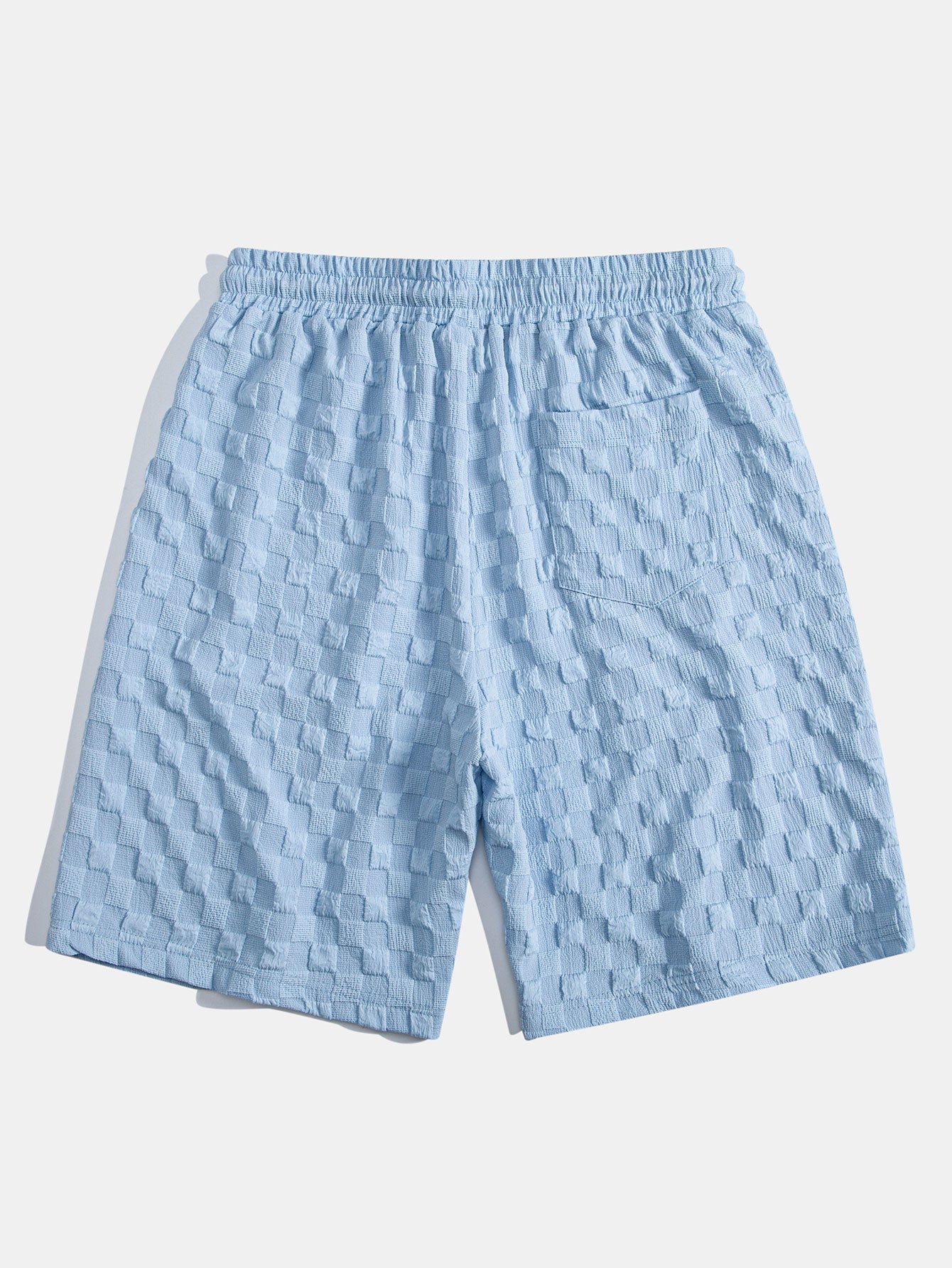 Checkerboard Jacquard Button Up Shirt & Drawstring Shorts