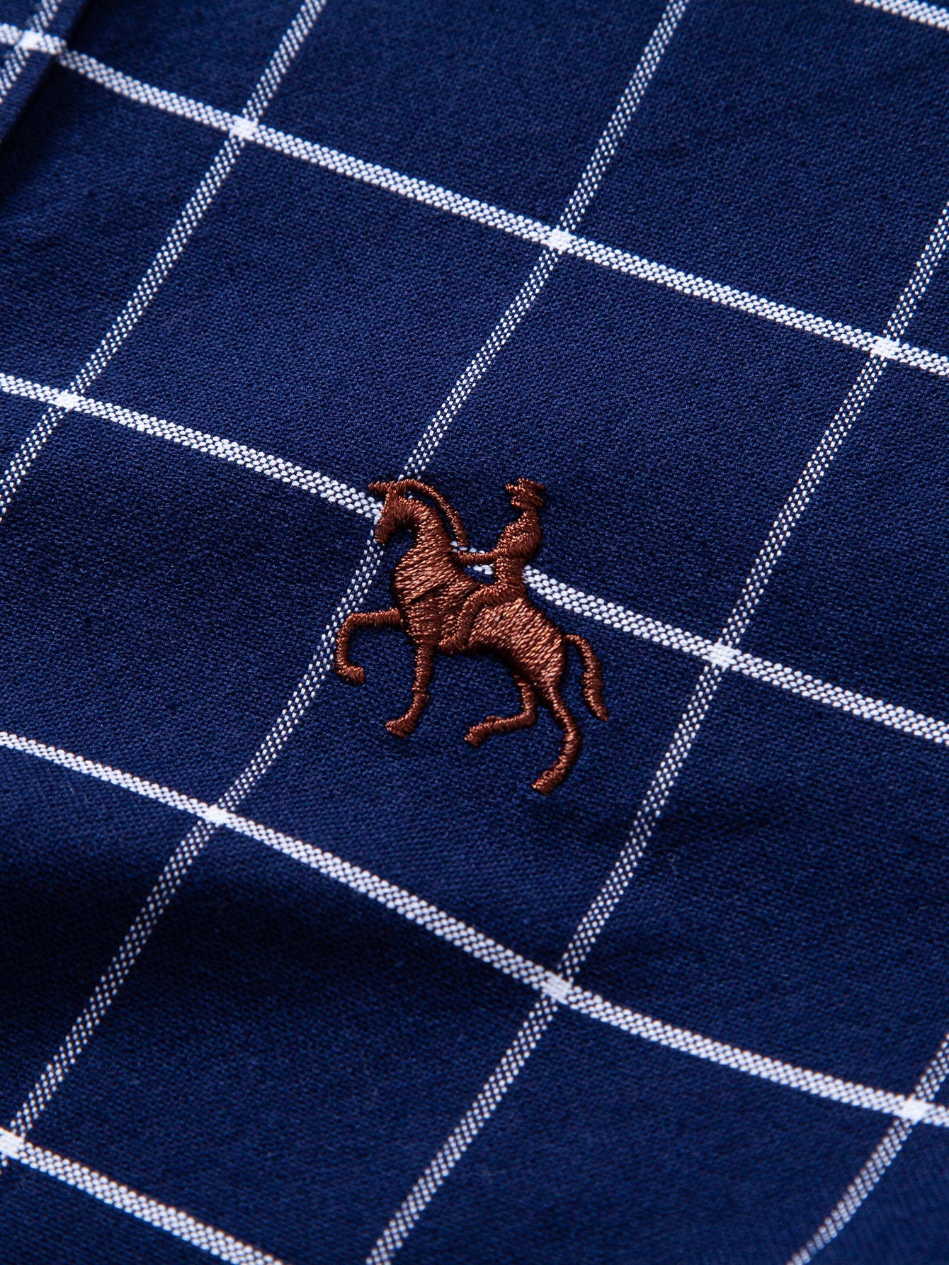 Cowboy Embroidery Cotton Plaid Button Up Shirt