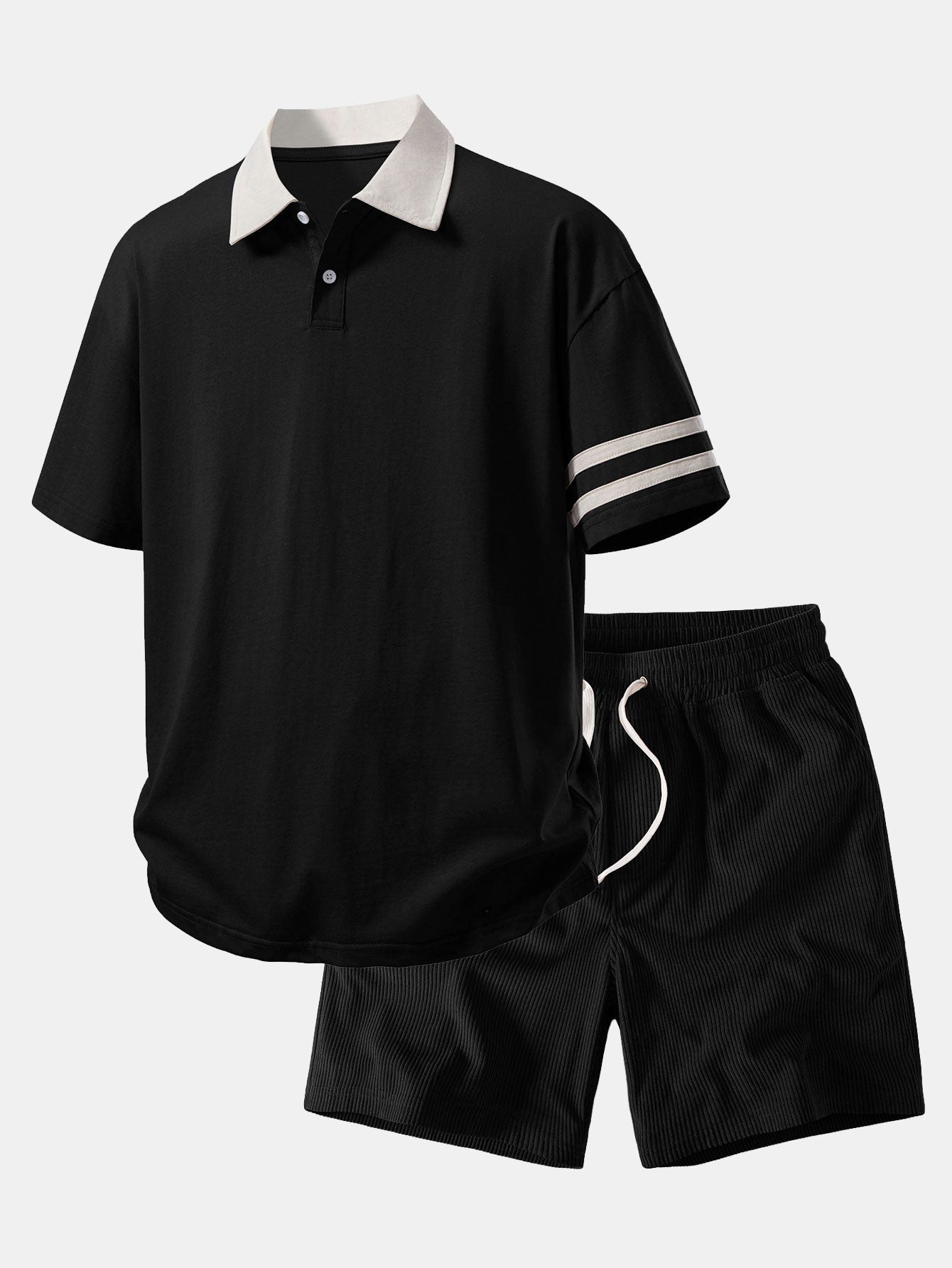 Relax Fit Contrast Collar Polo Shirt & Corduroy 7" Shorts