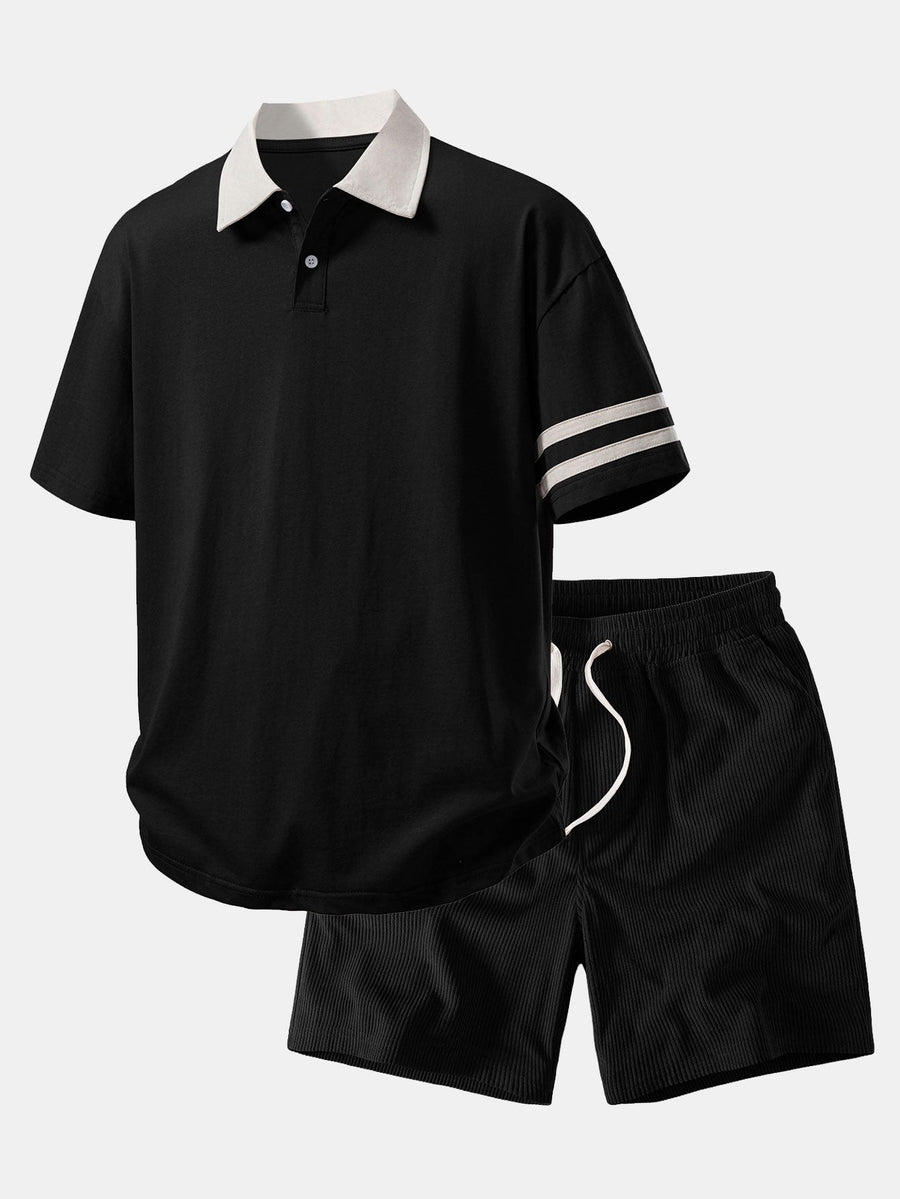 Relax Fit Contrast Collar Polo Shirt & Corduroy 7" Shorts