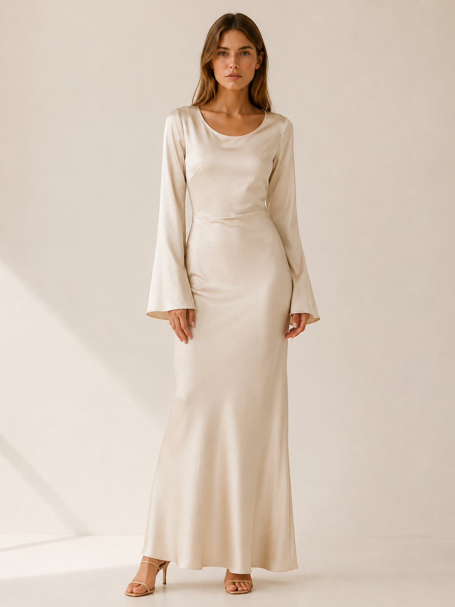 Cerys | Long Sleeve Maxi Dress with Tie Waist