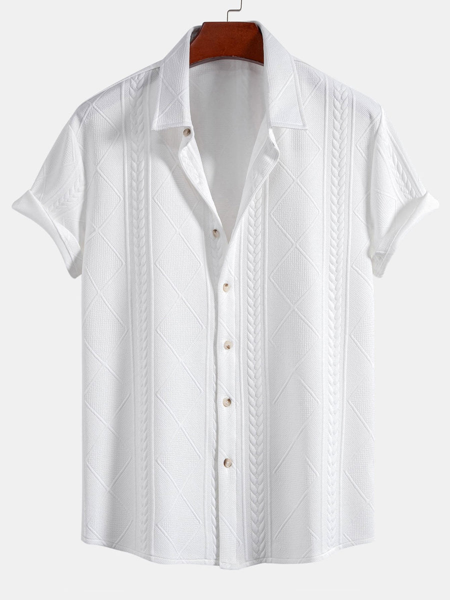 Geometric Jacquard Button Up Shirt