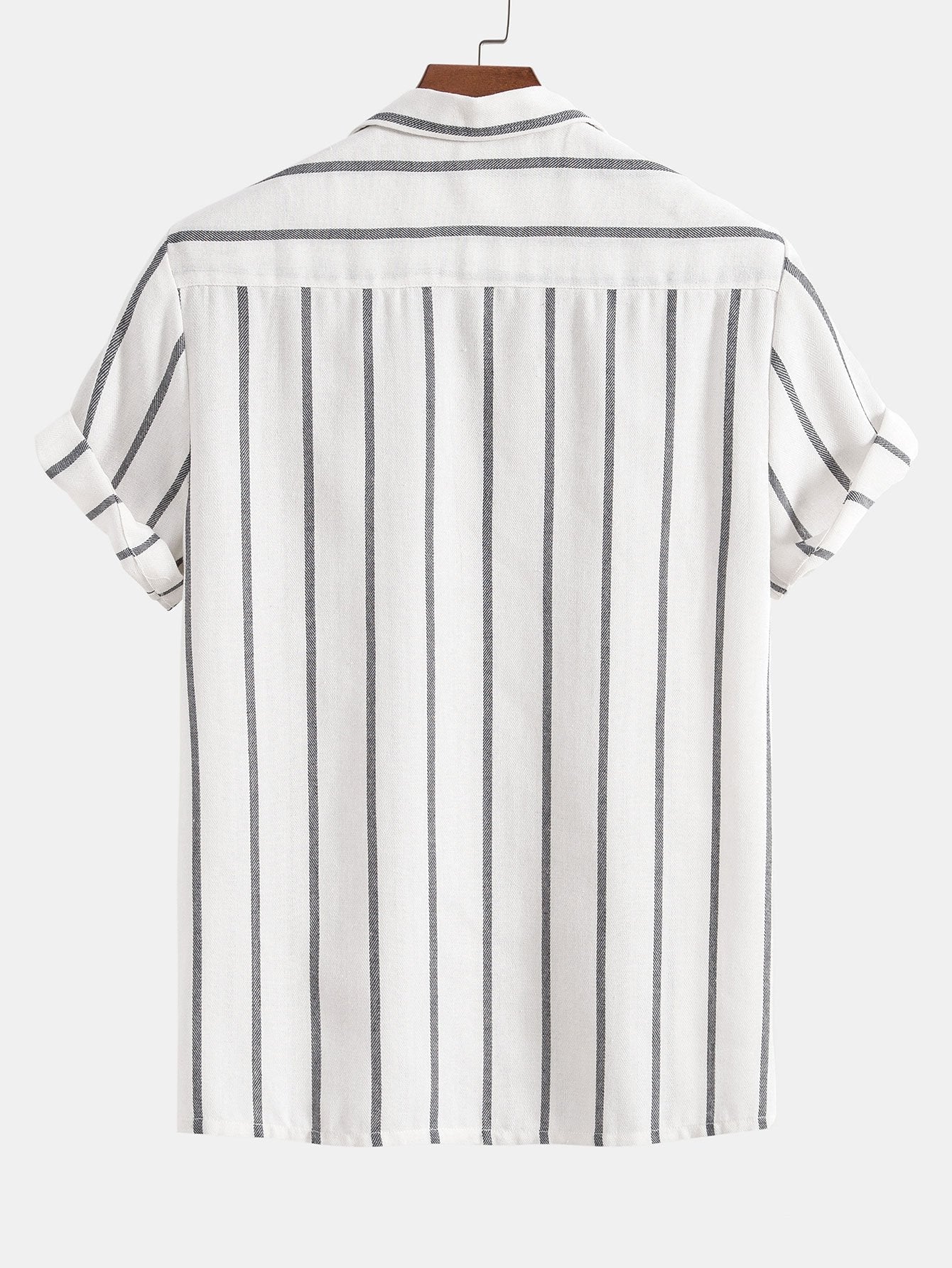 Cotton Blend Striped Cuban Shirt & Straight Leg Linen Pants