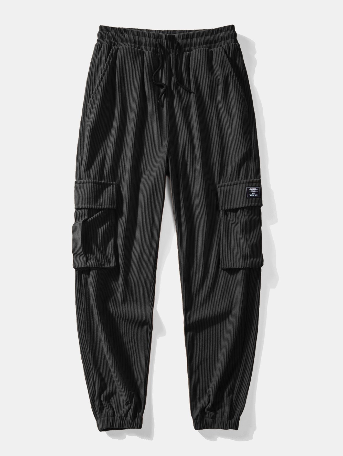 Corduroy Button Up Shirt & Drawstring Corduroy Cargo Jogger Pants